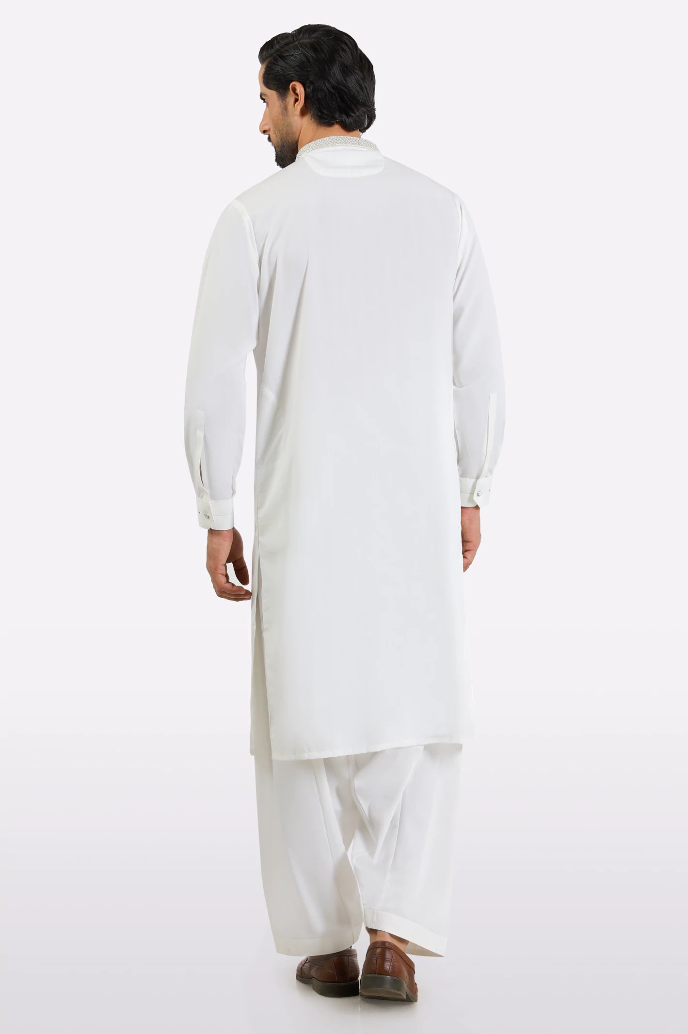 Off White Wash & Wear Shalwar Kameez - Image 4