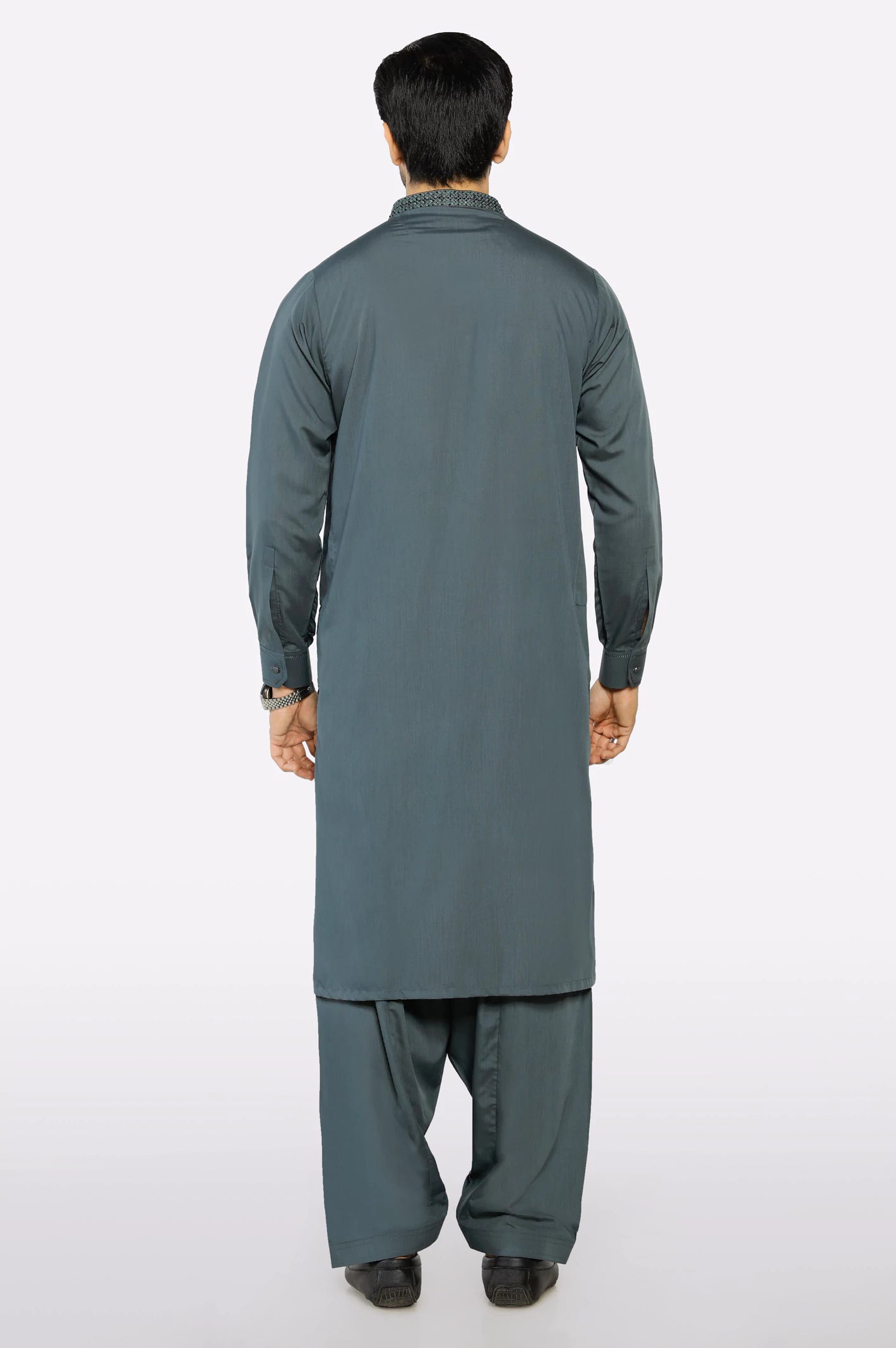 Dark Grey Wash & Wear Shalwar Kameez - Image 4