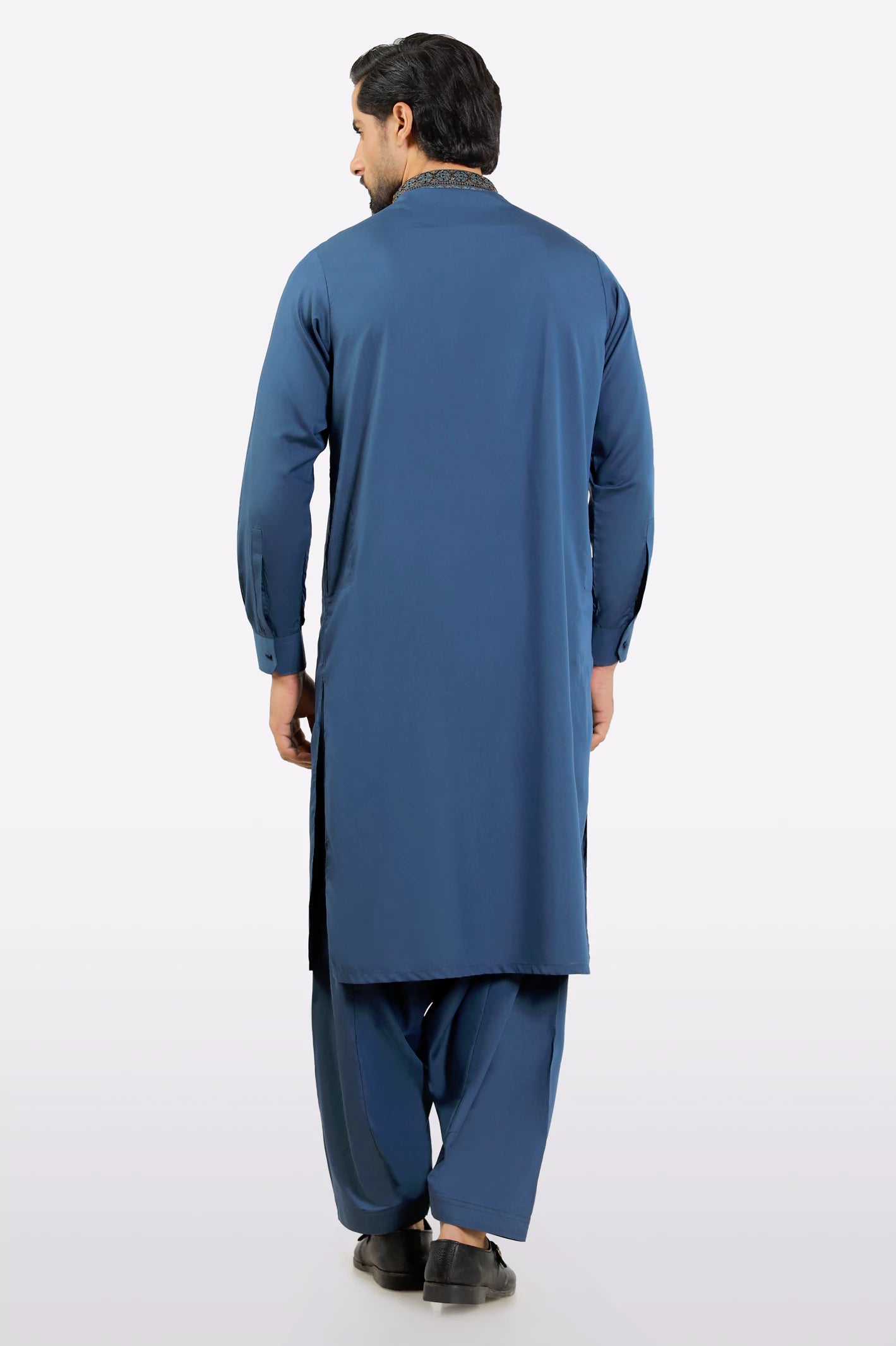 Dark Blue Wash & Wear Shalwar Kameez - Image 4