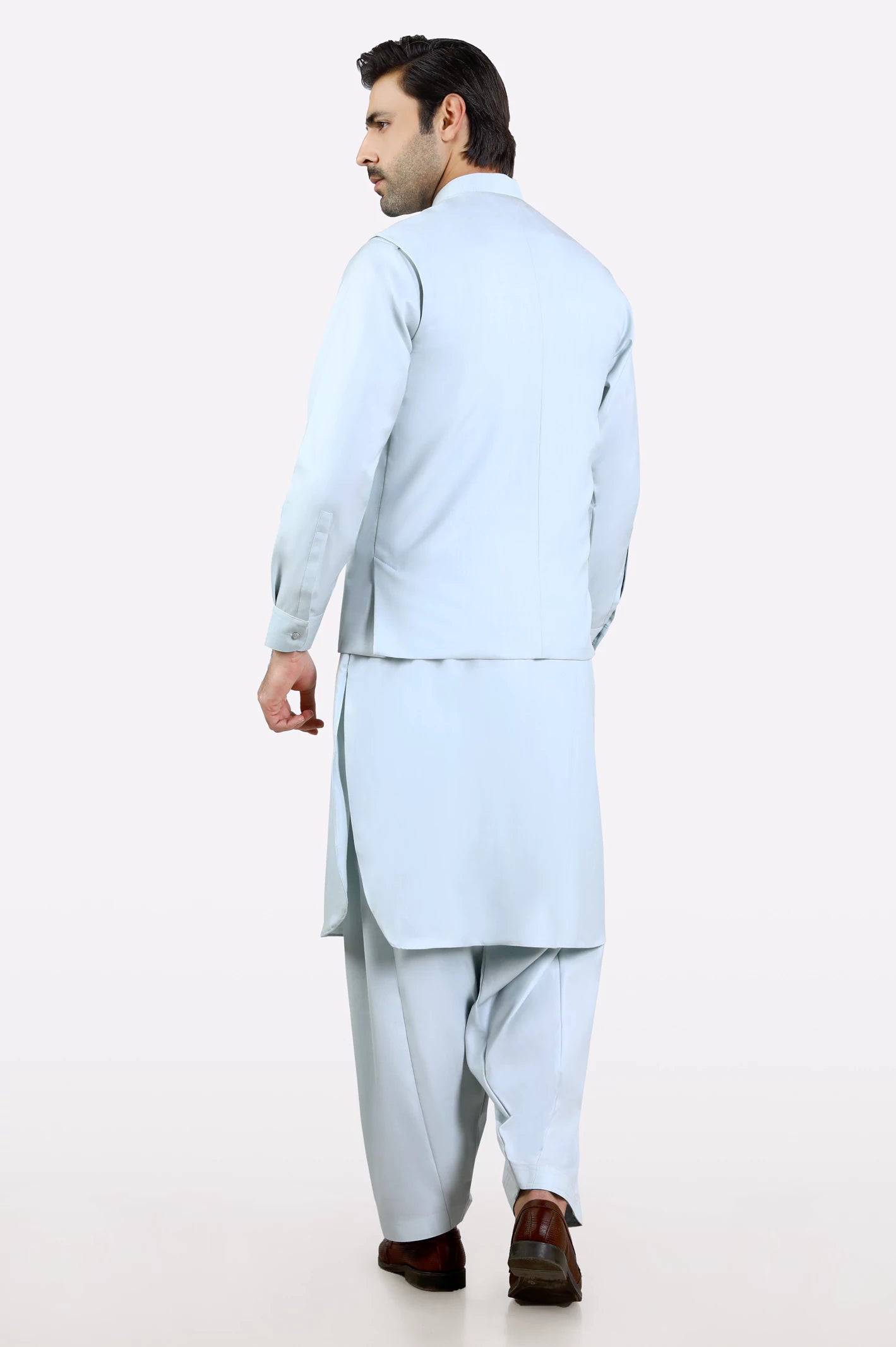 Light Blue Shalwar Kameez with Waistcoat - Image 3
