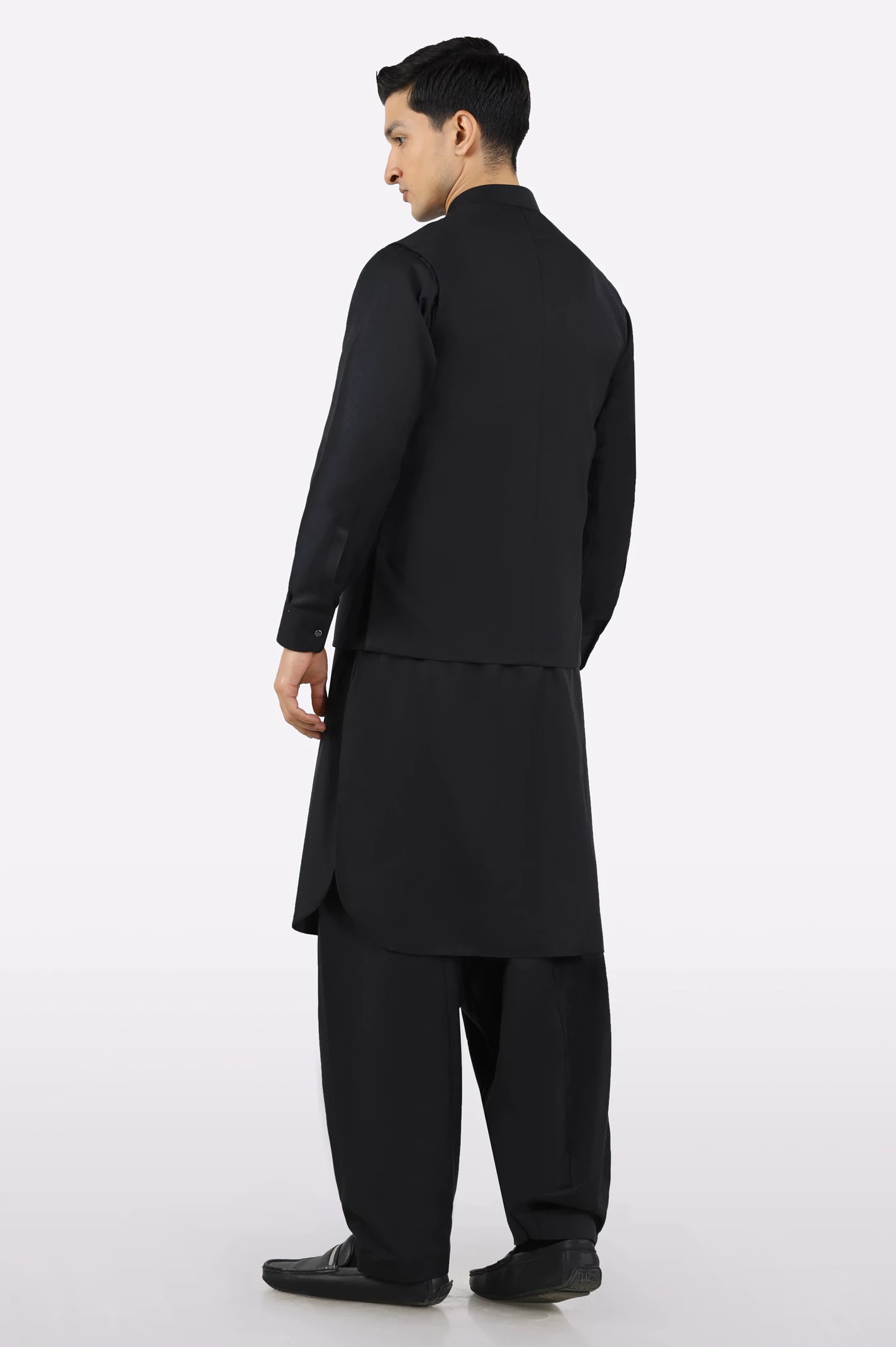 Black Shalwar Kameez with Waistcoat - Image 3