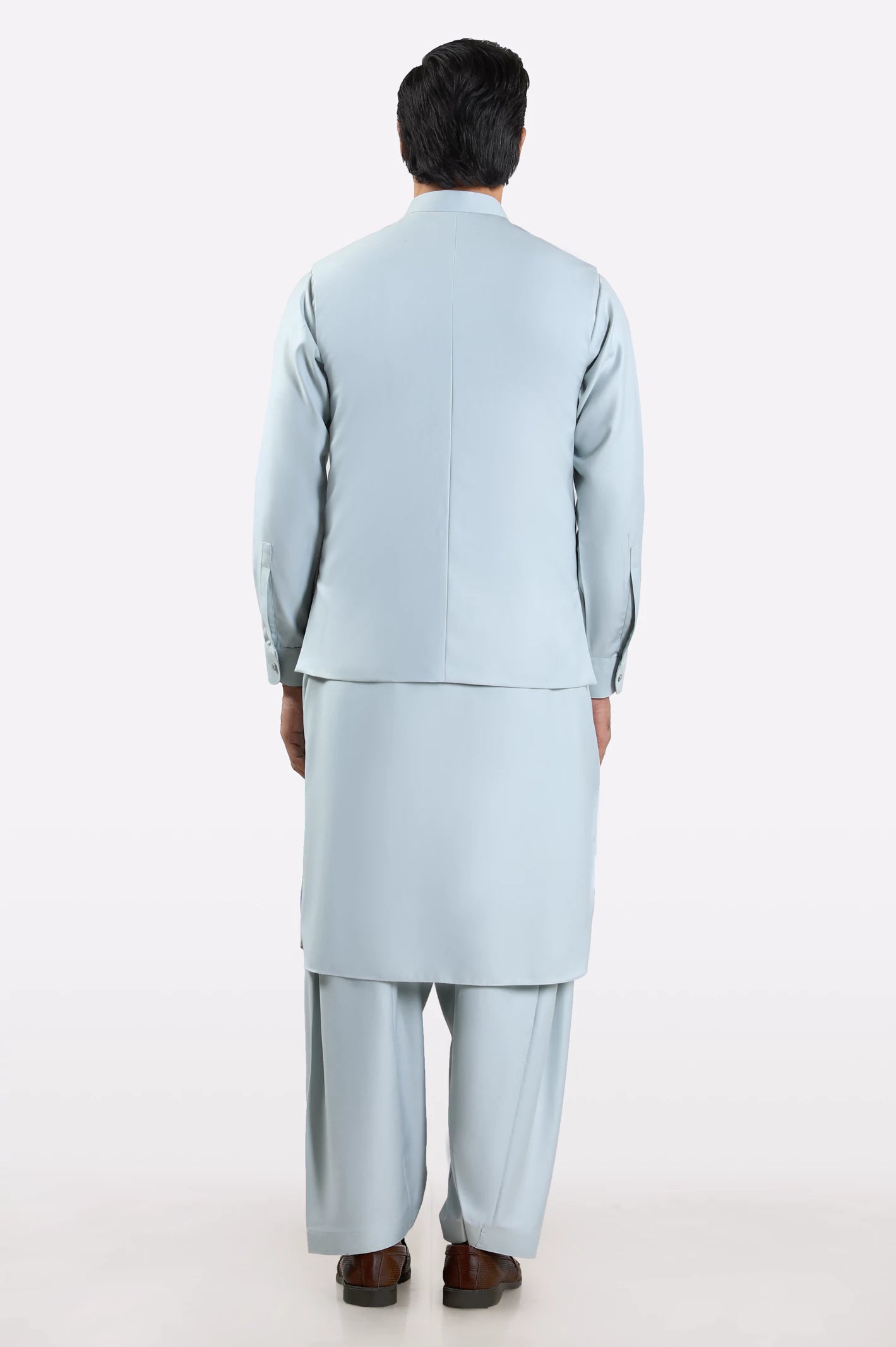 Light Grey Shalwar Kameez with Waistcoat - Image 3