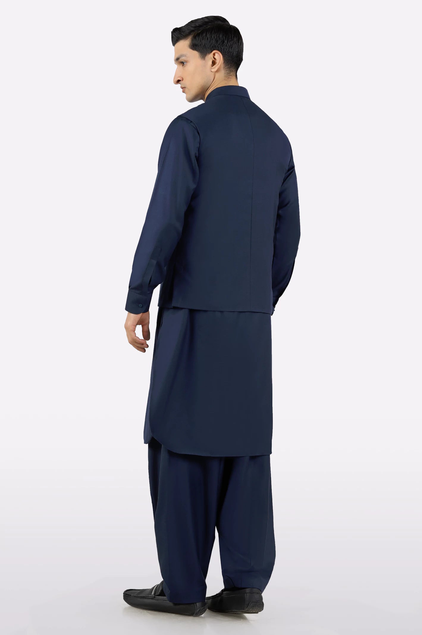 Navy Blue Shalwar Kameez with Waistcoat - Image 3