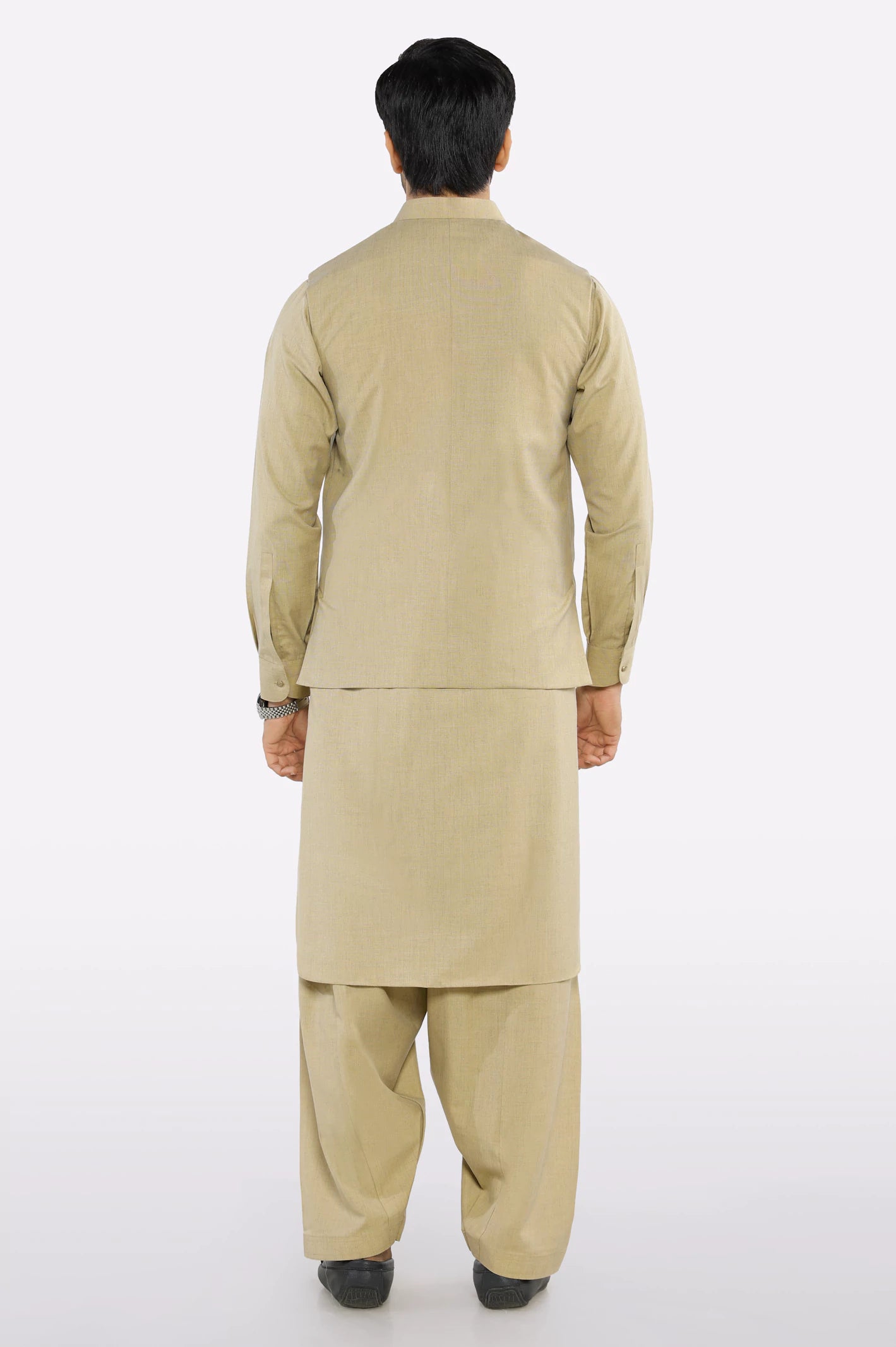 Green Shalwar Kameez with Waistcoat - Image 4