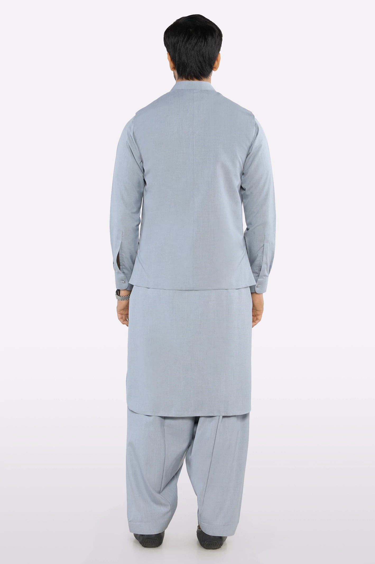 Grey Shalwar Kameez with Waistcoat - Image 4