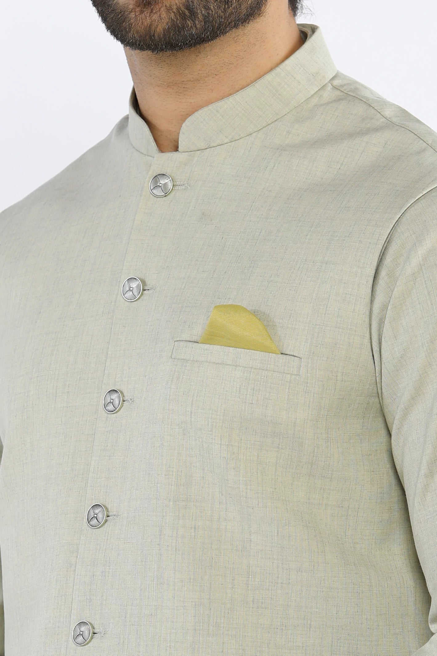 Light Green Shalwar Kameez with Waistcoat - Image 3