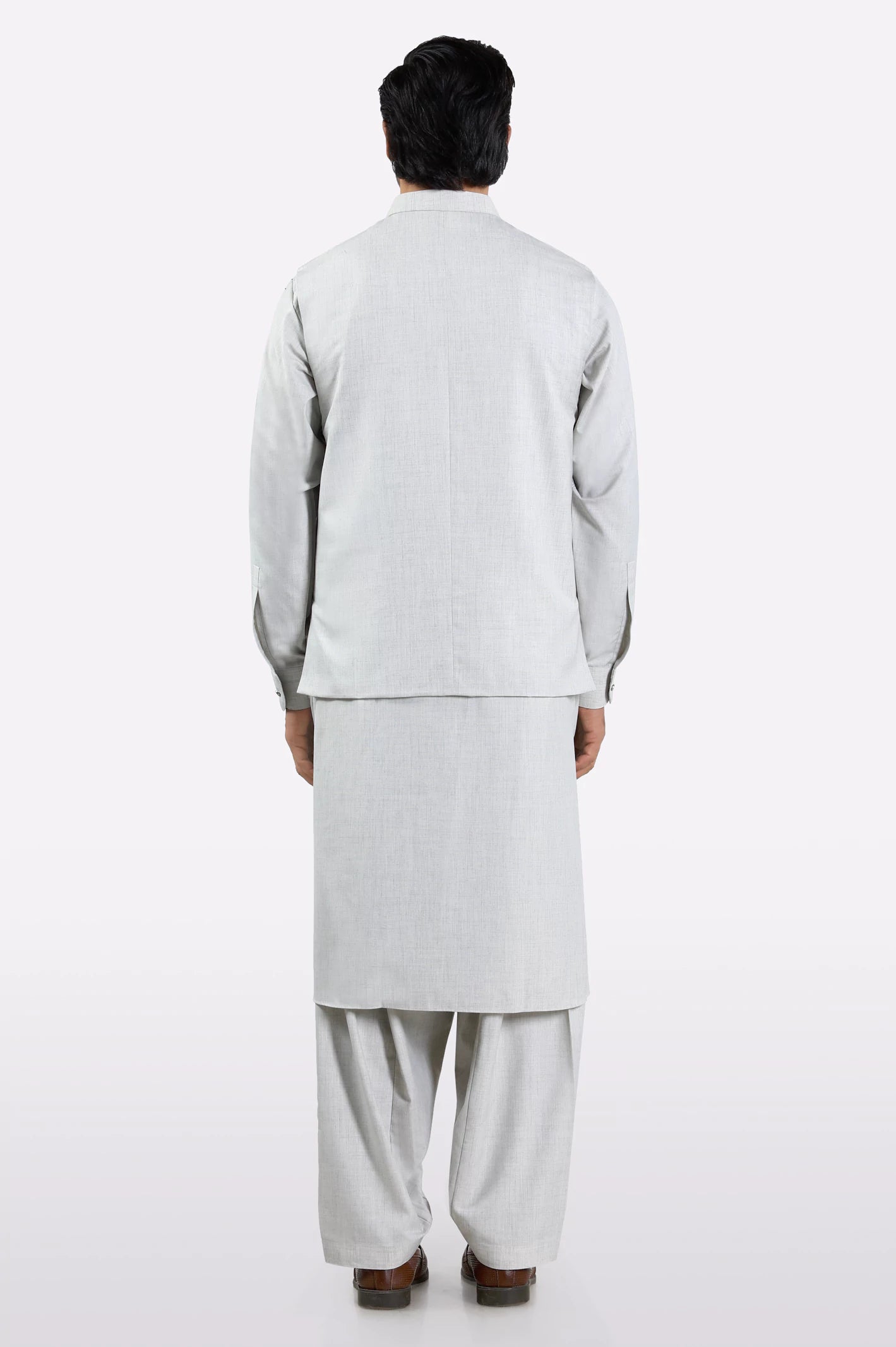 Light Grey Shalwar Kameez with Waistcoat - Image 3
