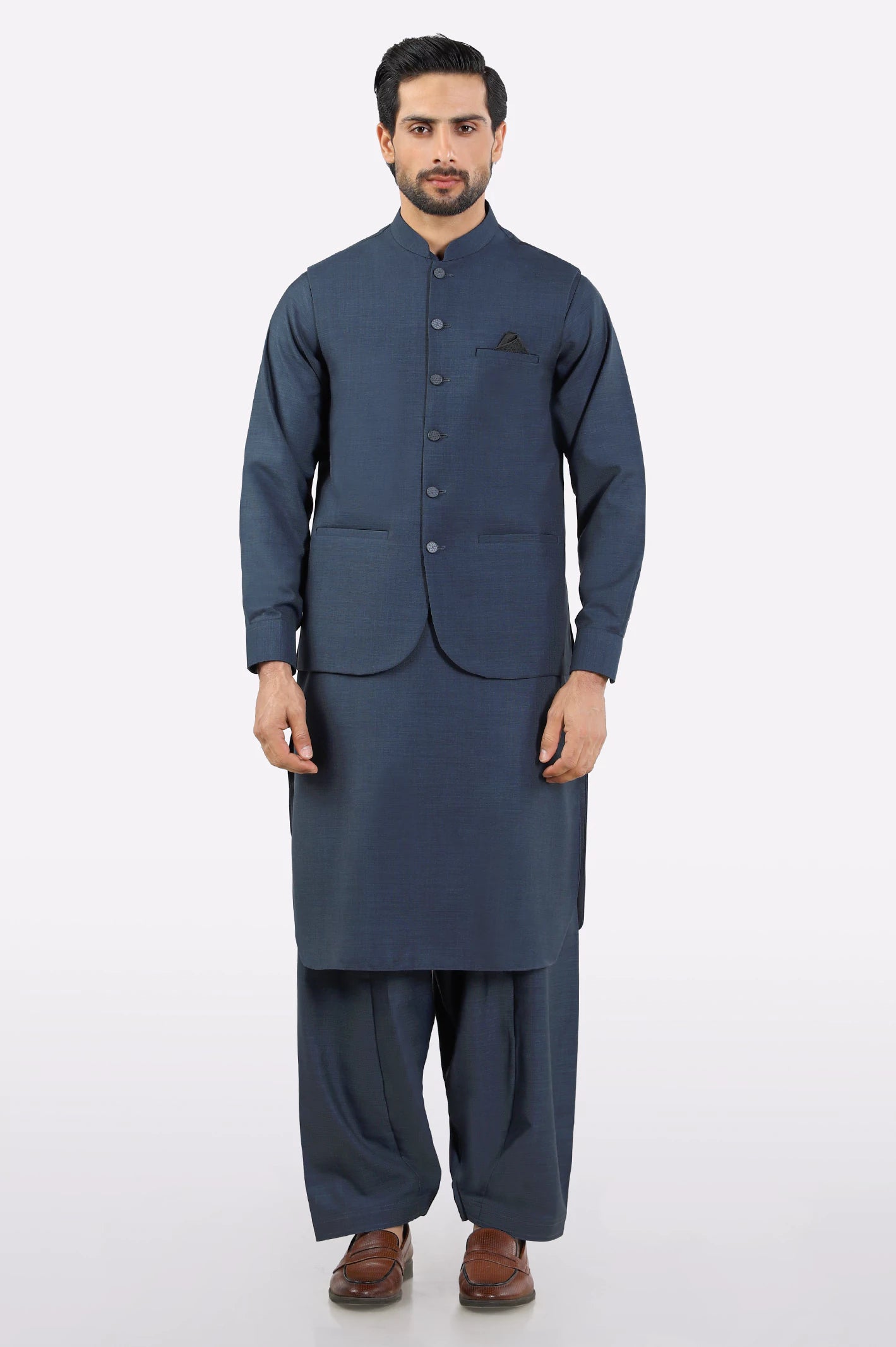 Grey Shalwar Kameez with Waistcoat