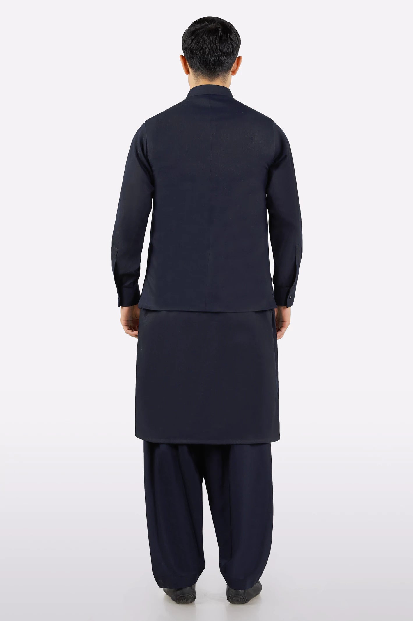Navy Blue Shalwar Kameez with Waistcoat - Image 3