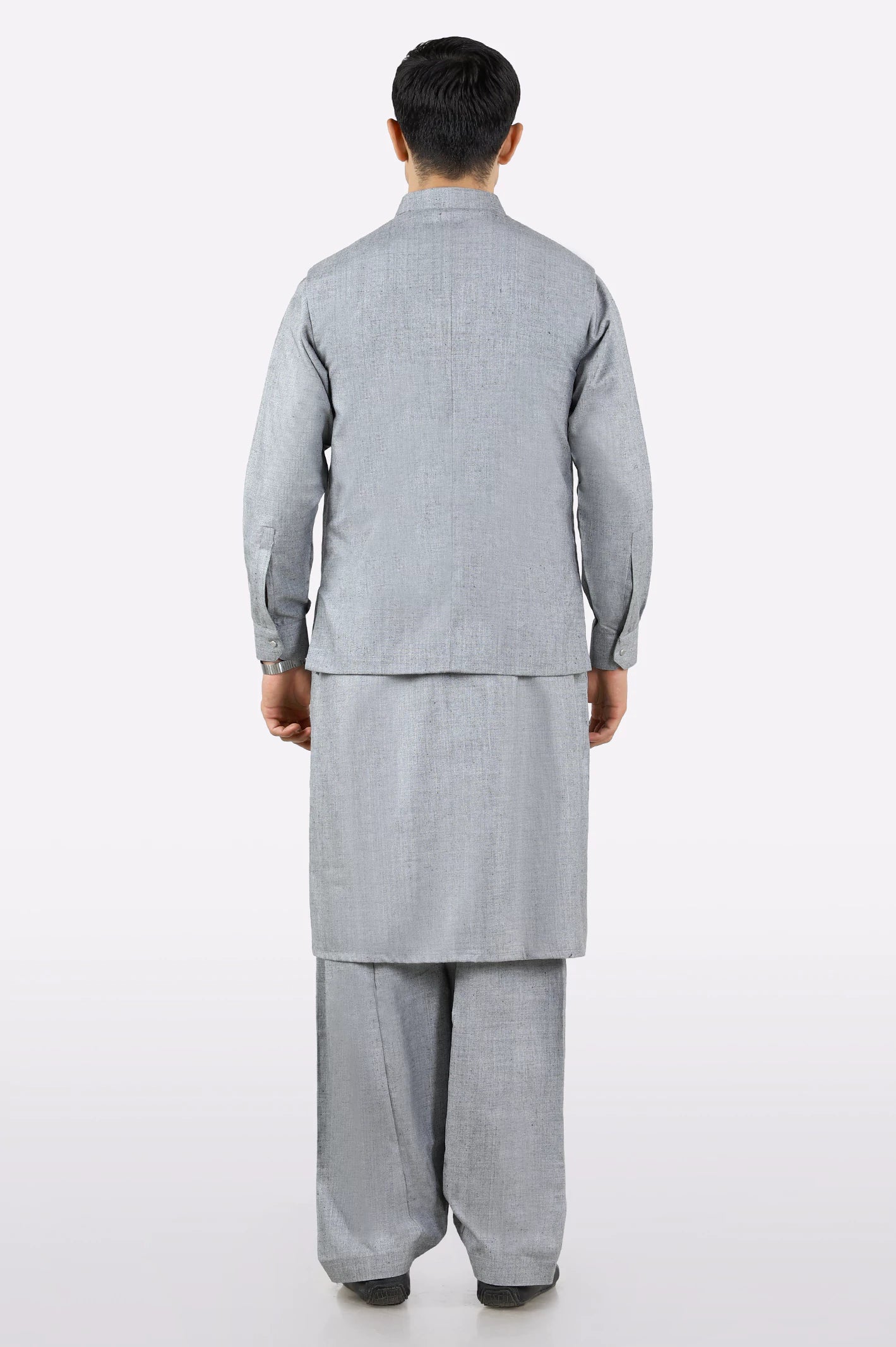 Light Grey Shalwar Kameez with Waistcoat - Image 3