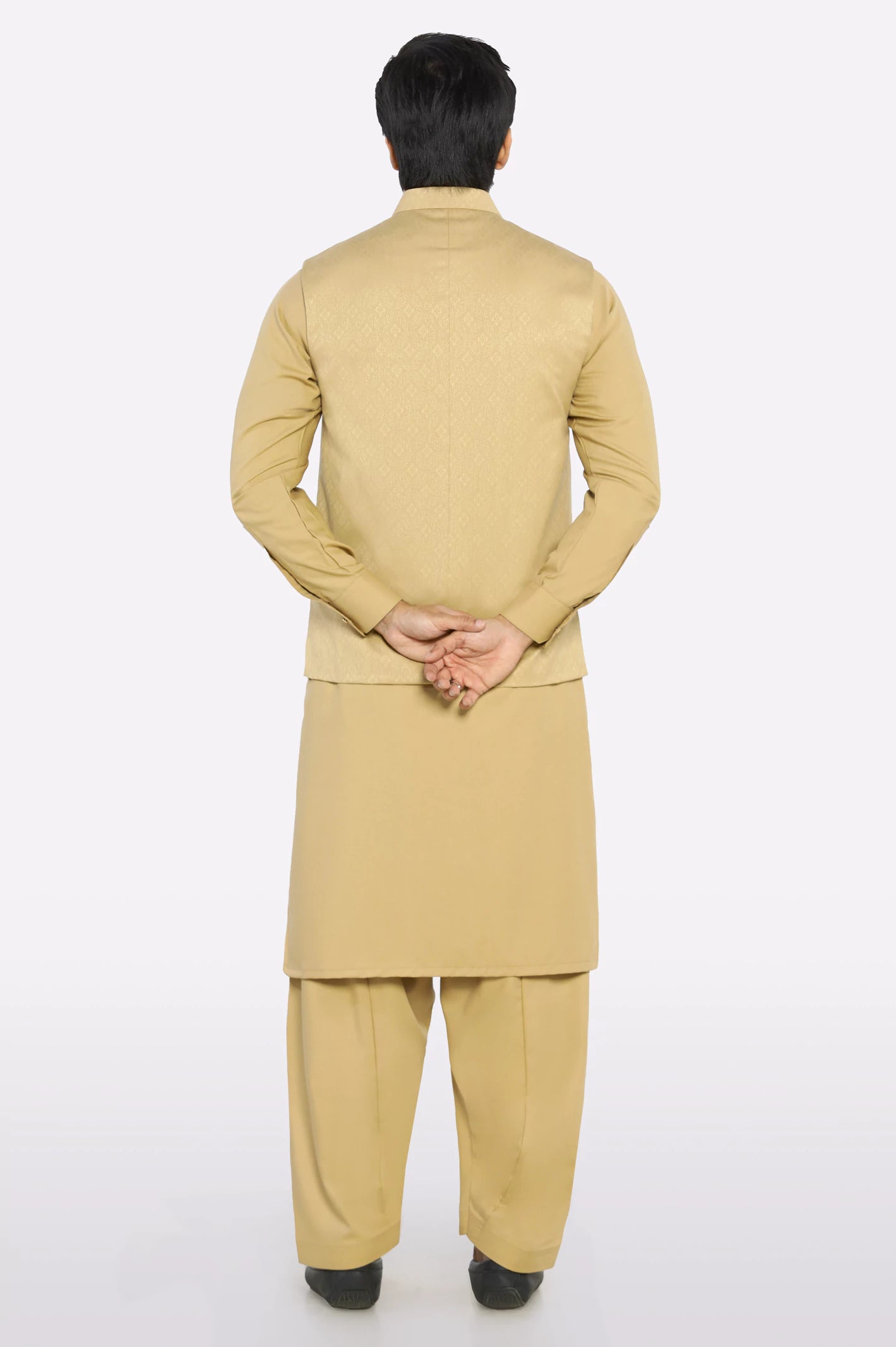Light Brown Shalwar Kameez with Waistcoat - Image 4