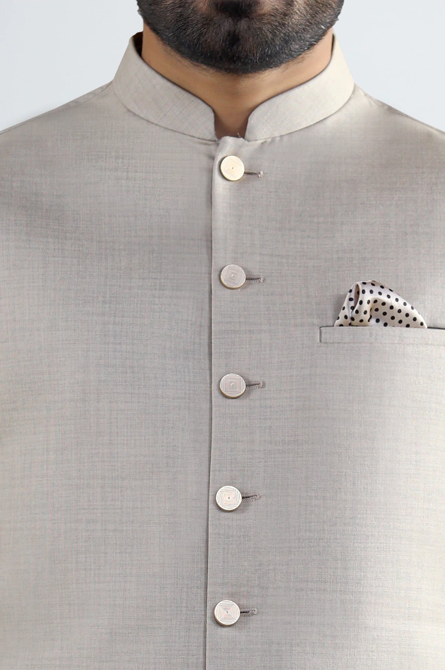 Fawn Shalwar Kameez with Waistcoat - Image 2