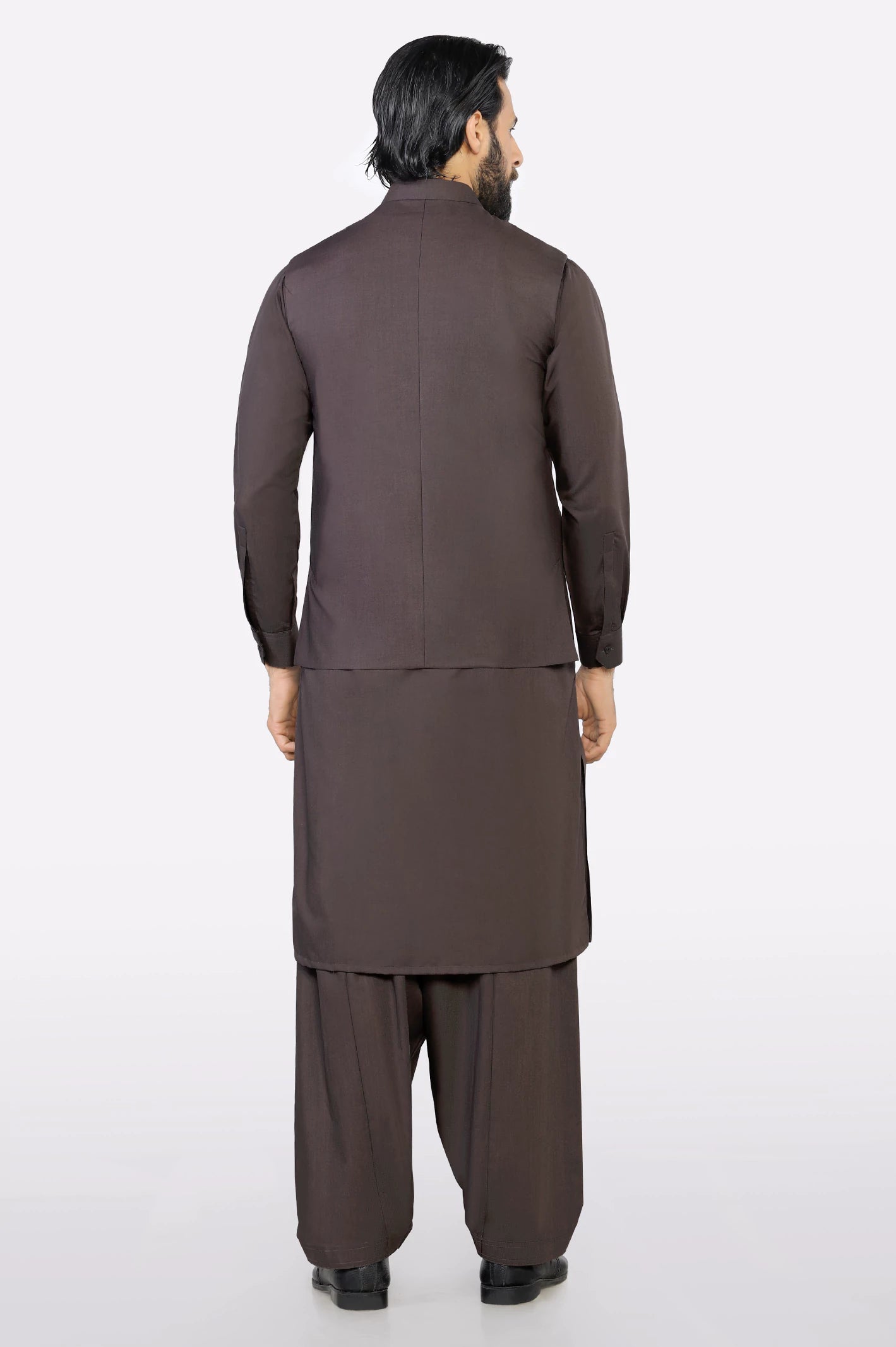 Coffee Brown Shalwar Kameez with Waistcoat - Image 4