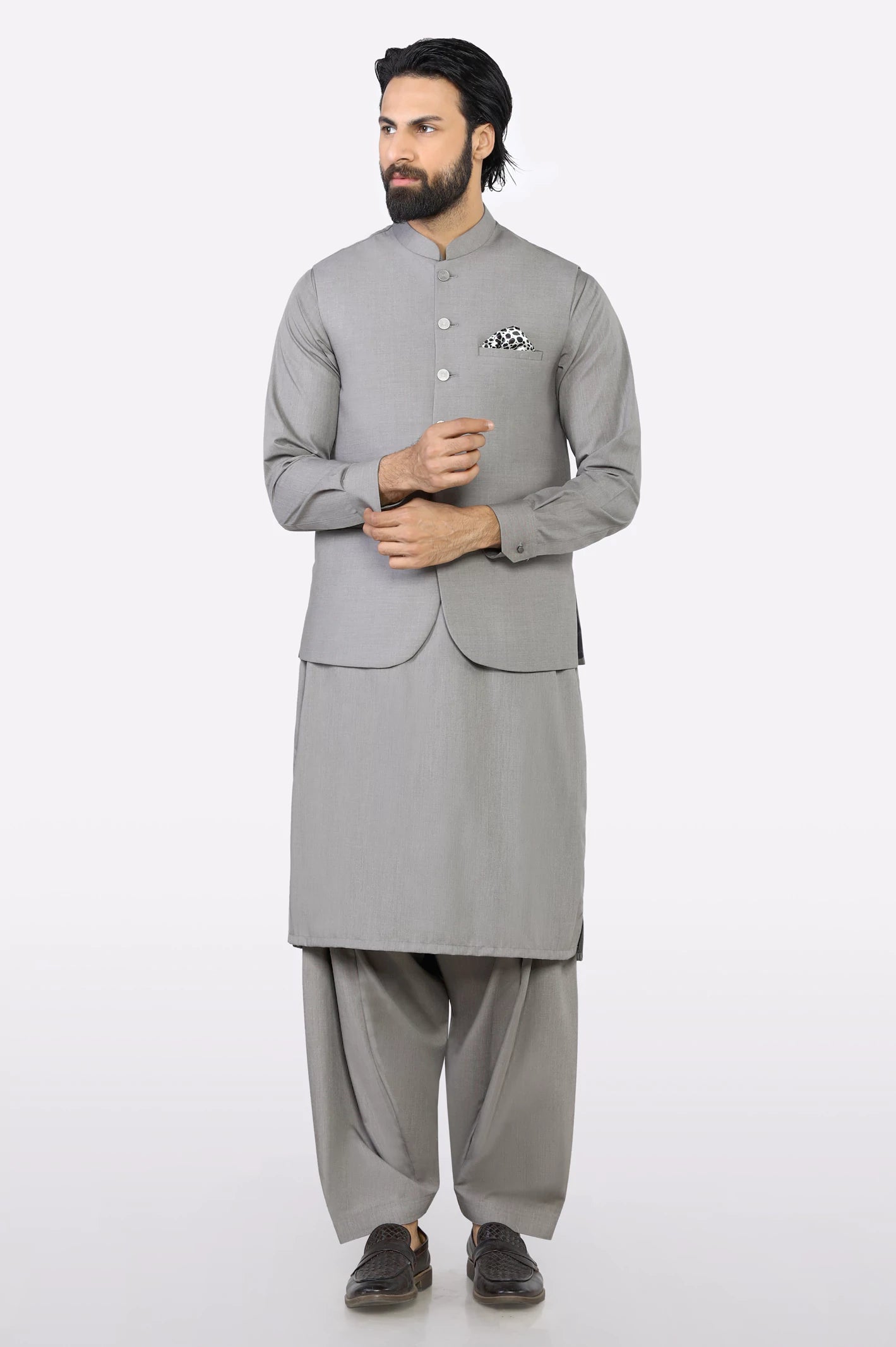 Light Beige Shalwar Kameez with Waistcoat