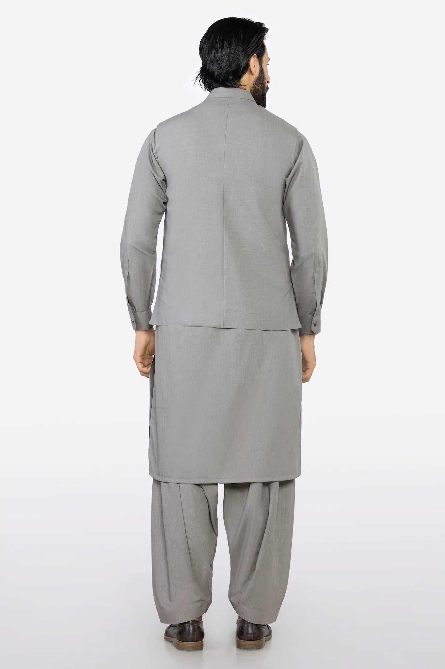 Light Beige Shalwar Kameez with Waistcoat - Image 4