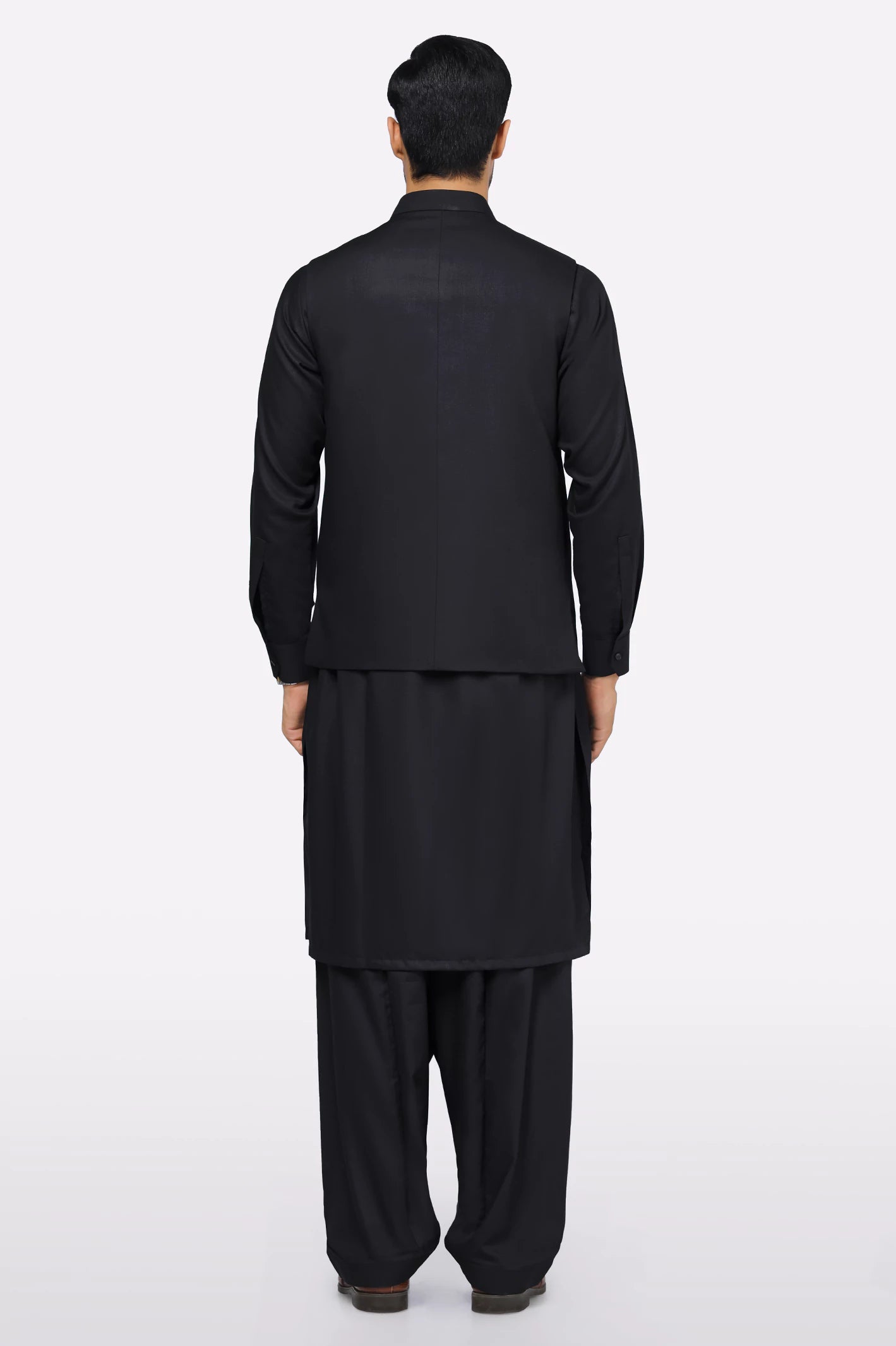 Black Shalwar Kameez with Waistcoat - Image 3