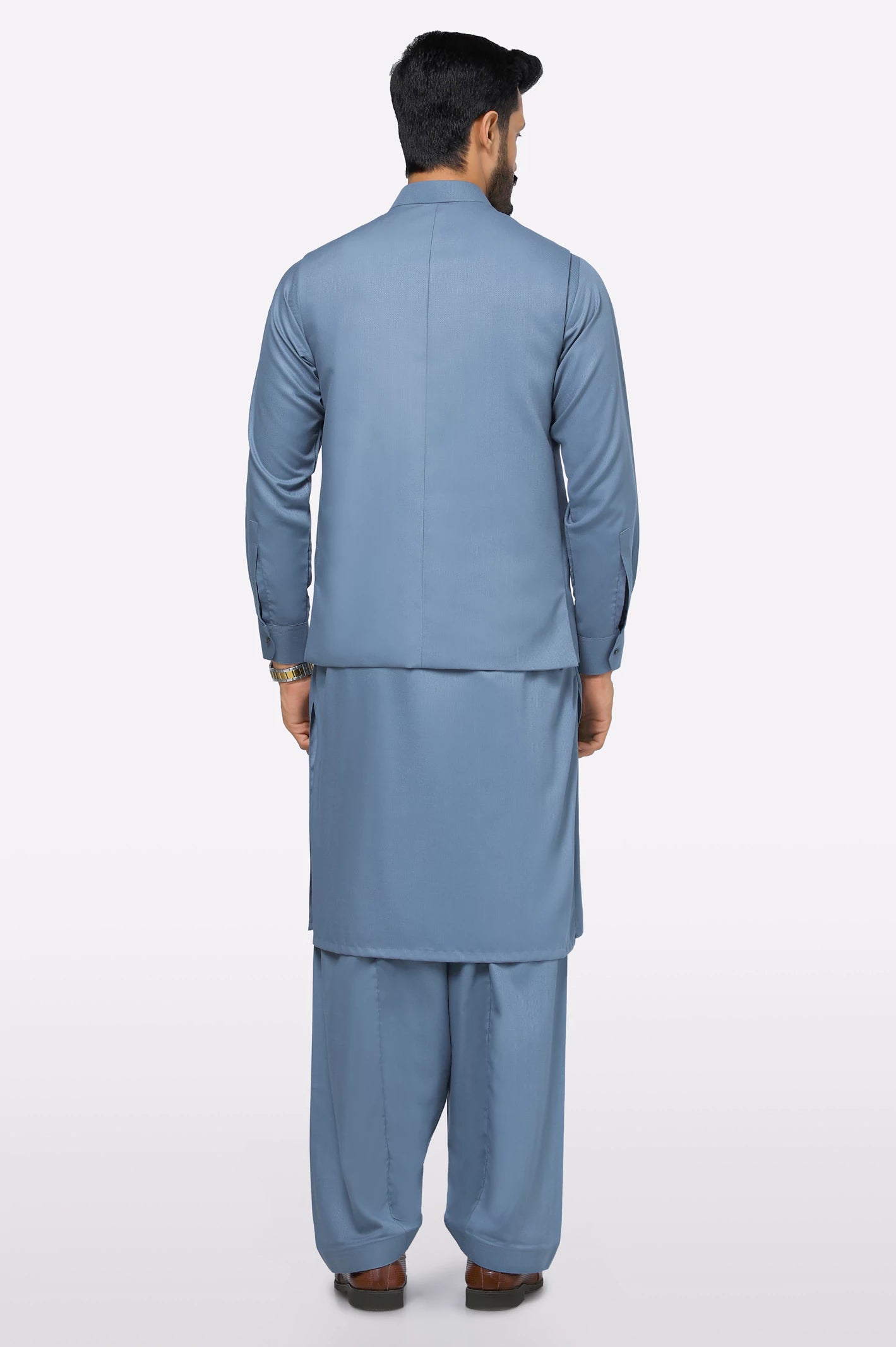 Grey Shalwar Kameez with Waistcoat - Image 3