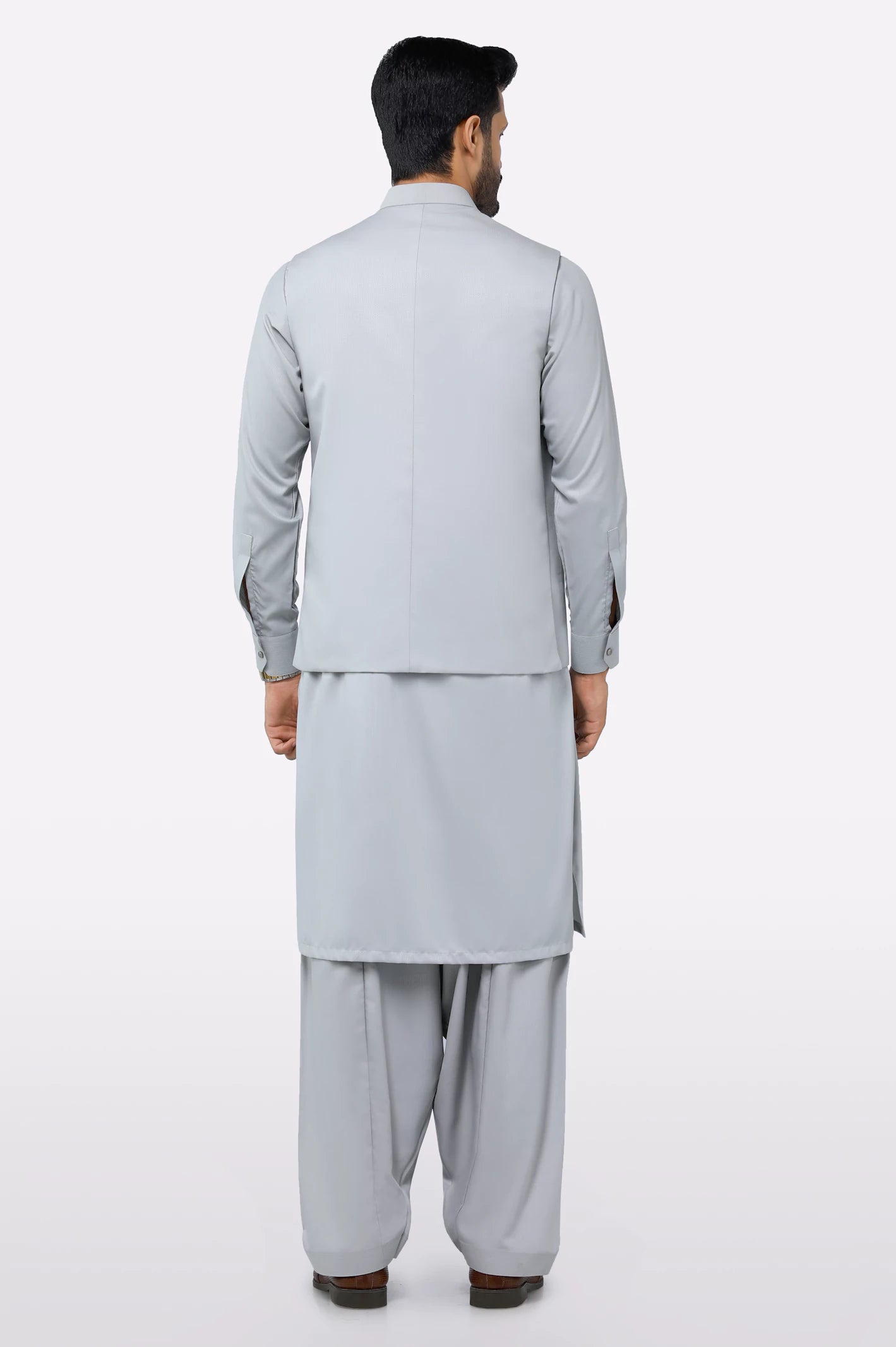 Light Grey Shalwar Kameez with Waistcoat - Image 3