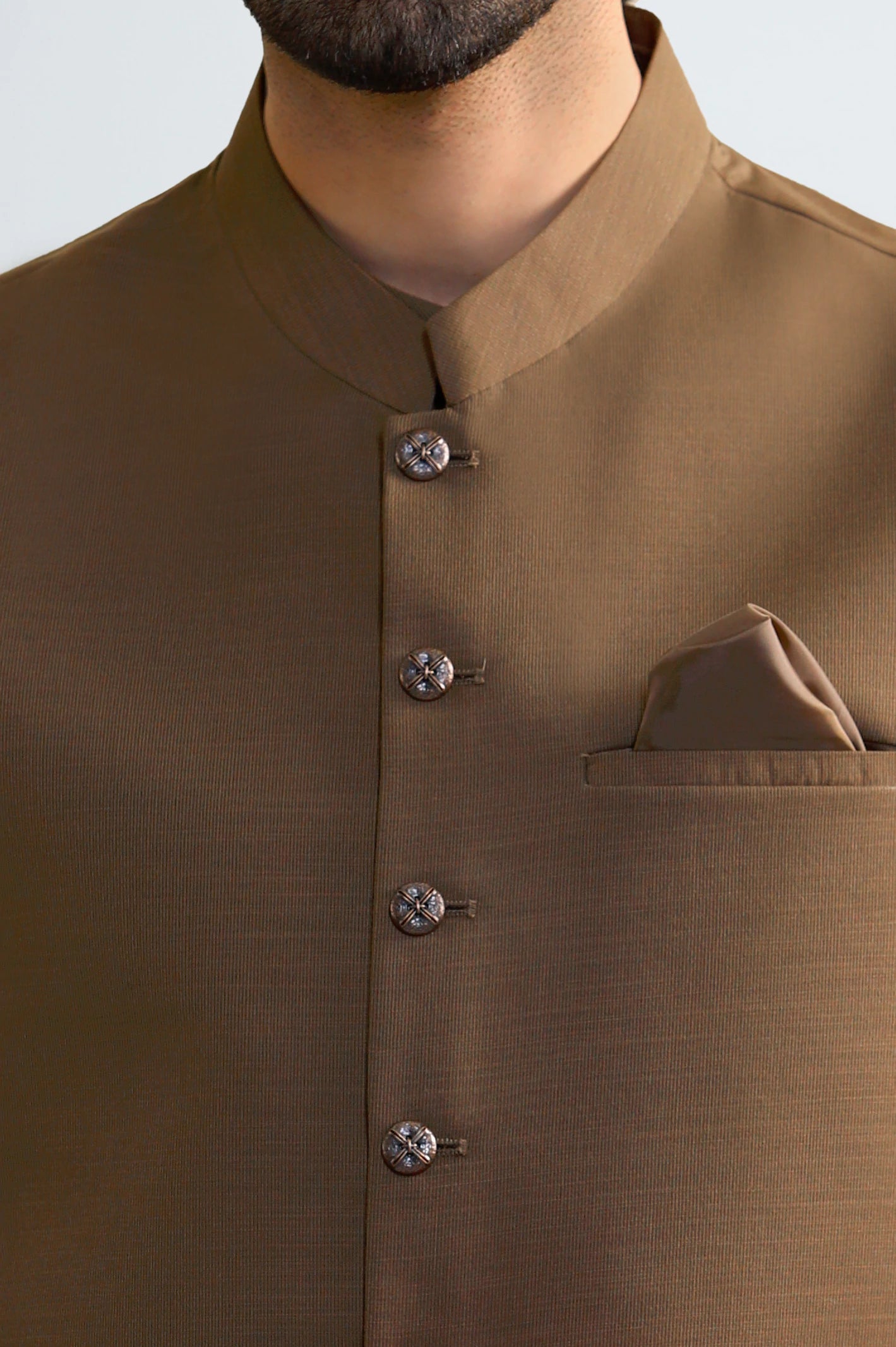 Brown Shalwar Kameez with Waistcoat - Image 3