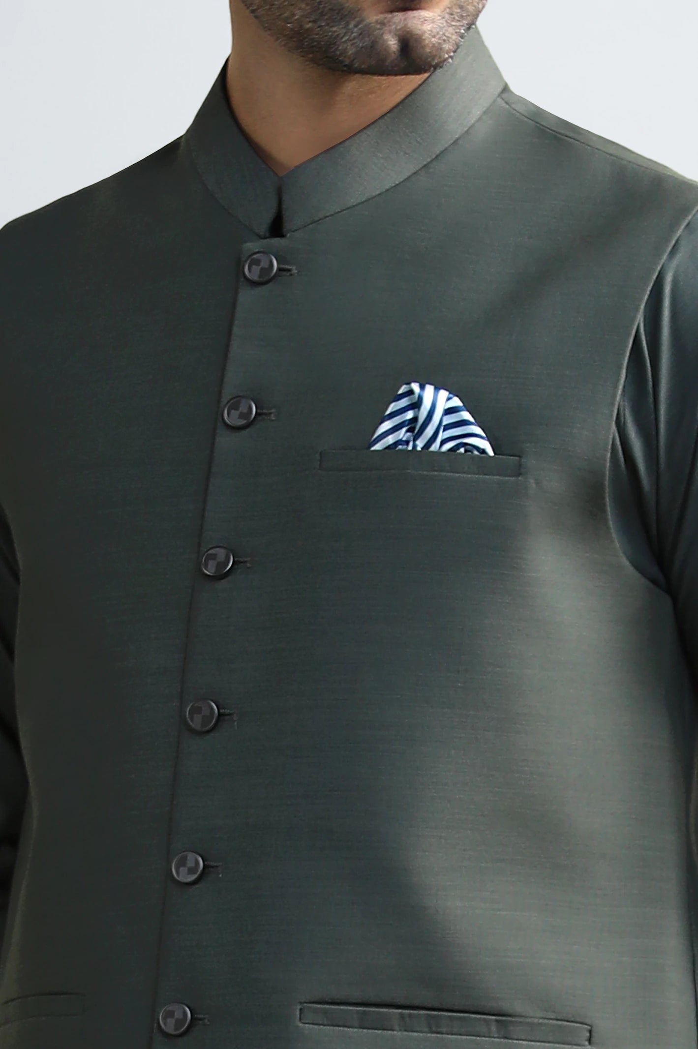 Dark Grey Shalwar Kameez with Waistcoat - Image 3