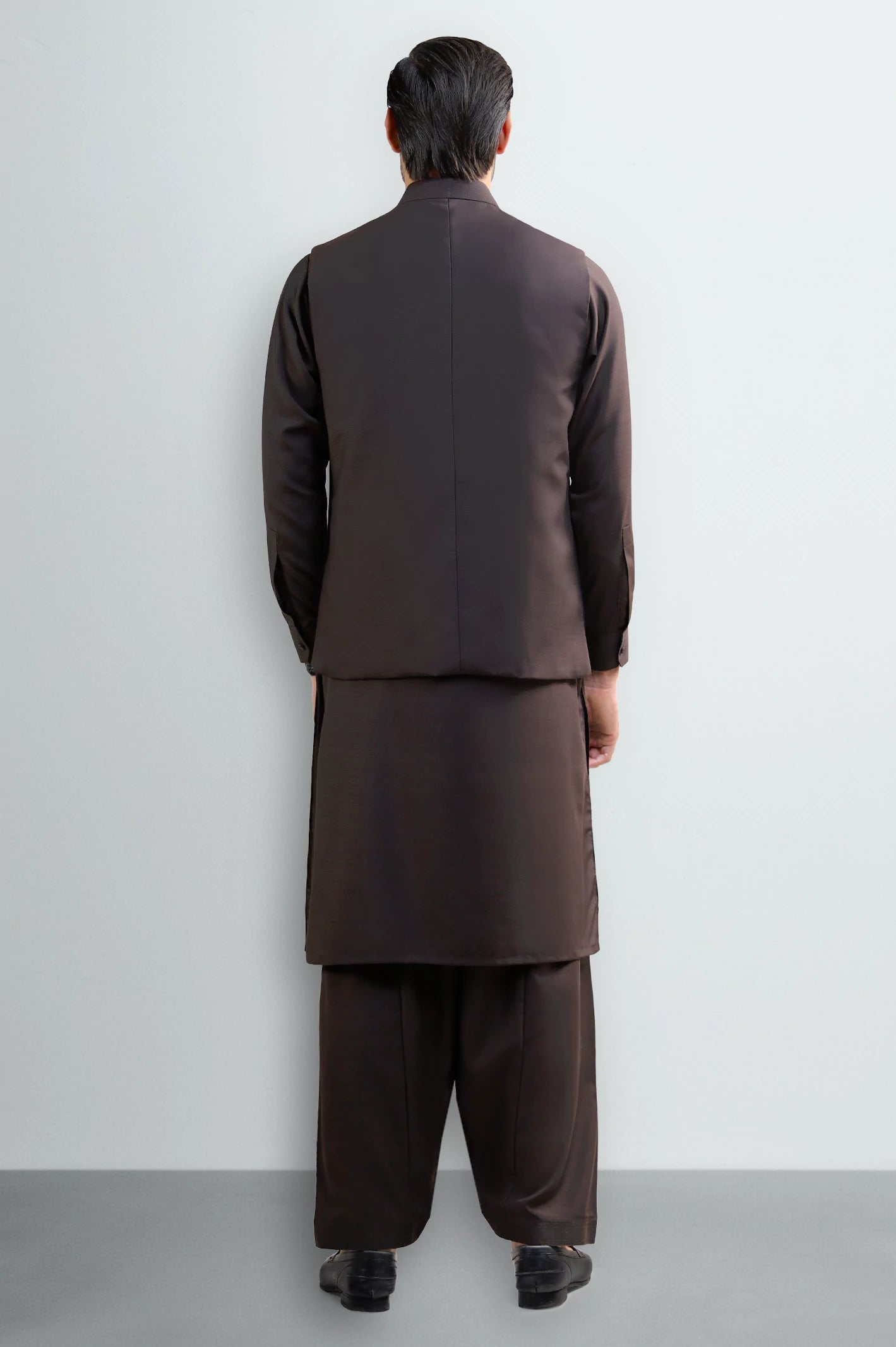 Dark Maroon Shalwar Kameez with Waistcoat - Image 4