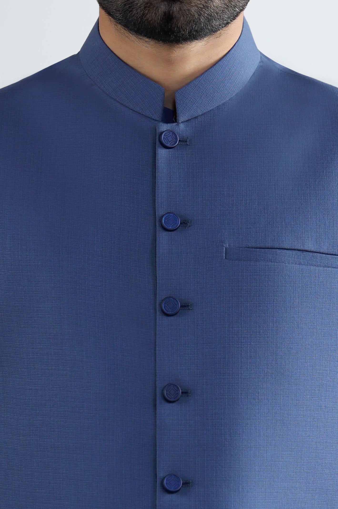 Dark Blue Shalwar Kameez with Waistcoat - Image 2