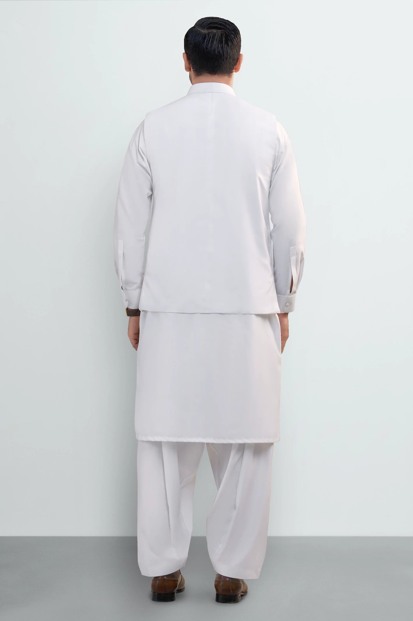 Off White Shalwar Kameez with Waistcoat - Image 3