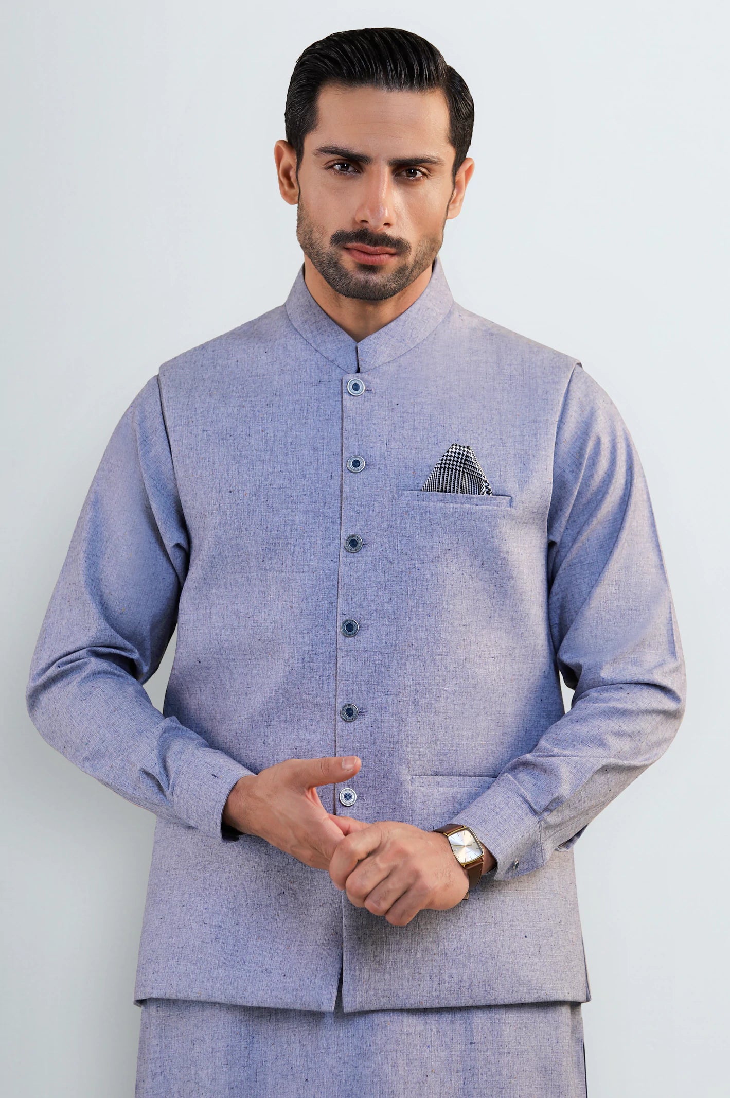 Light Blue Shalwar Kameez with Waistcoat - Image 2