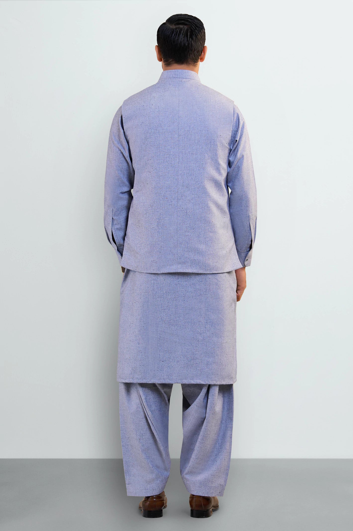 Light Blue Shalwar Kameez with Waistcoat - Image 3