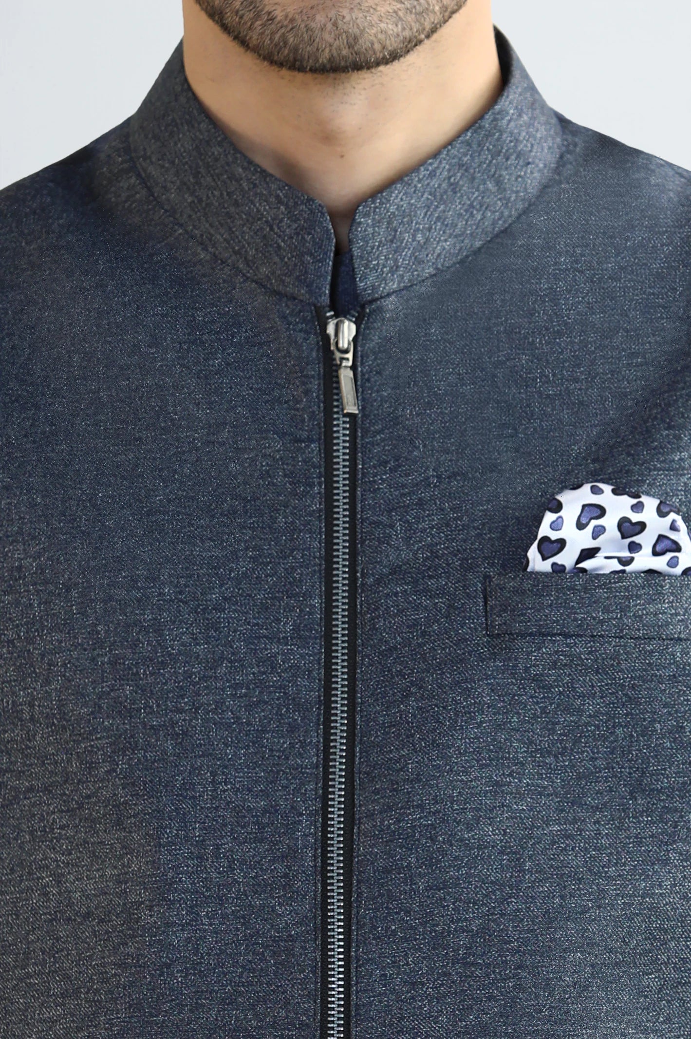 Blue Shalwar Kameez with Waistcoat - Image 3