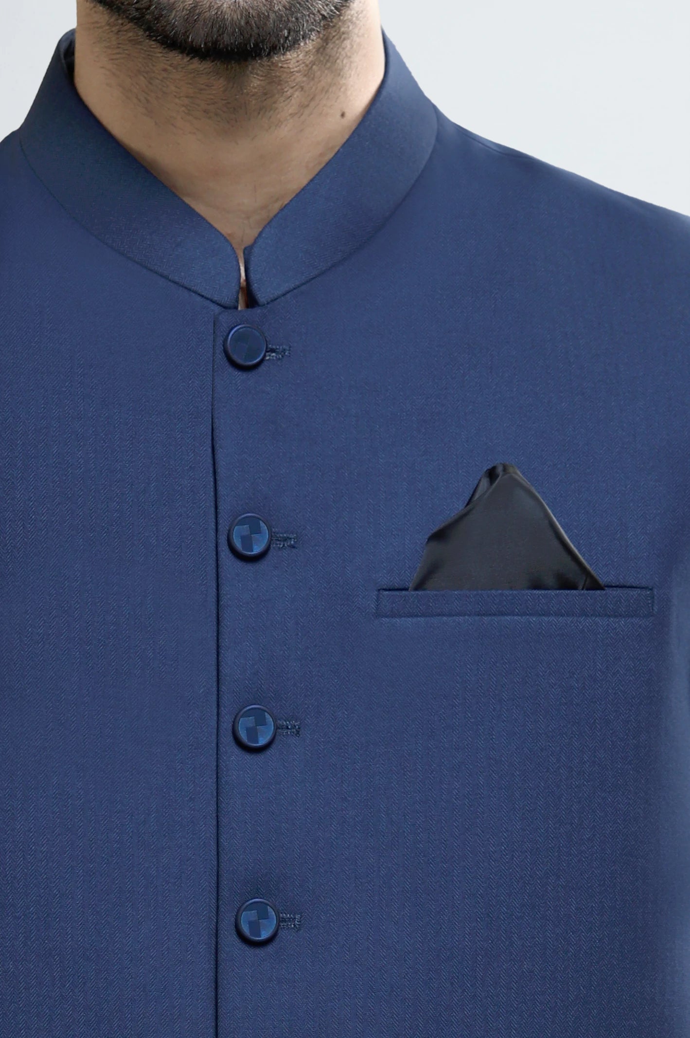Dark Blue Shalwar Kameez with Waistcoat - Image 3