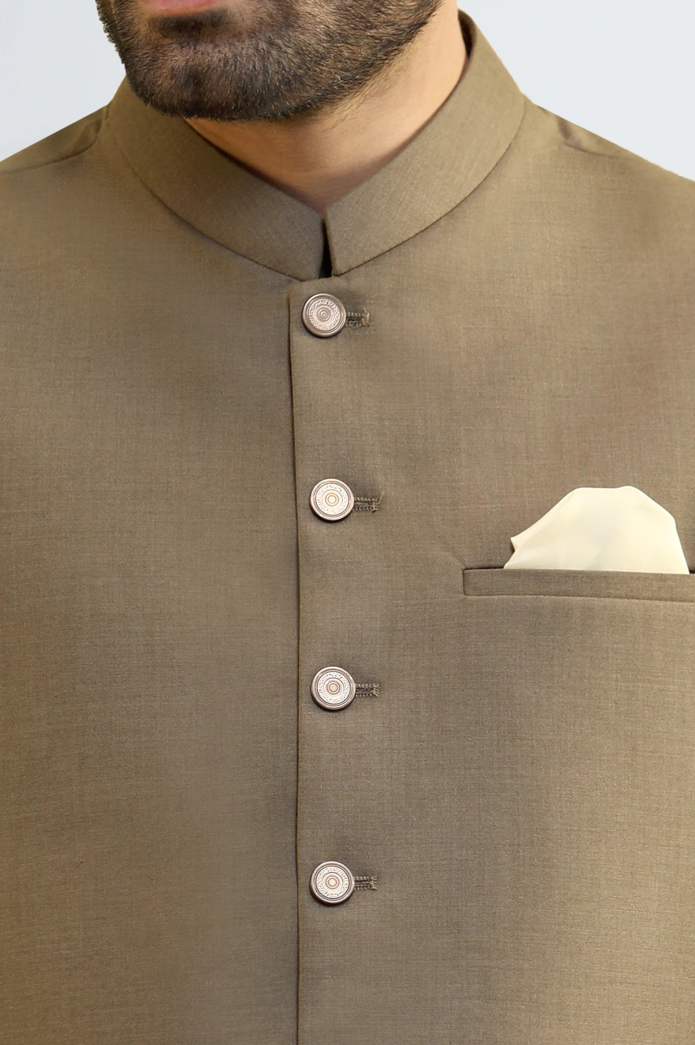 Light Brown Shalwar Kameez with Waistcoat - Image 3