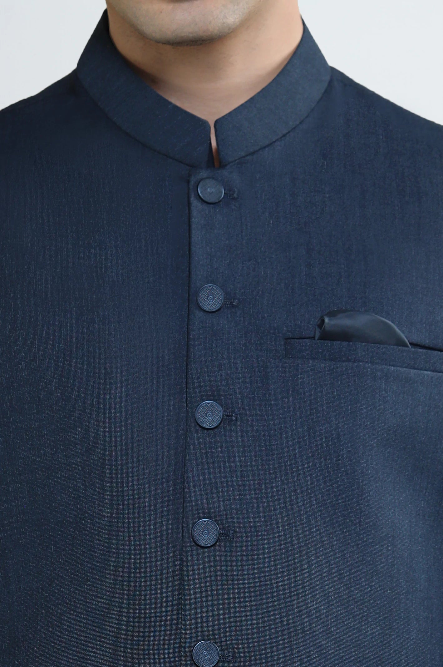 Dark Blue Shalwar Kameez with Waistcoat - Image 3