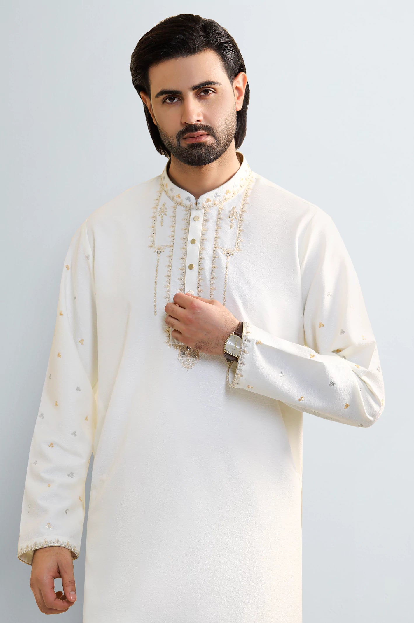 Off White Wash & Wear Kurta Pajama - Image 2