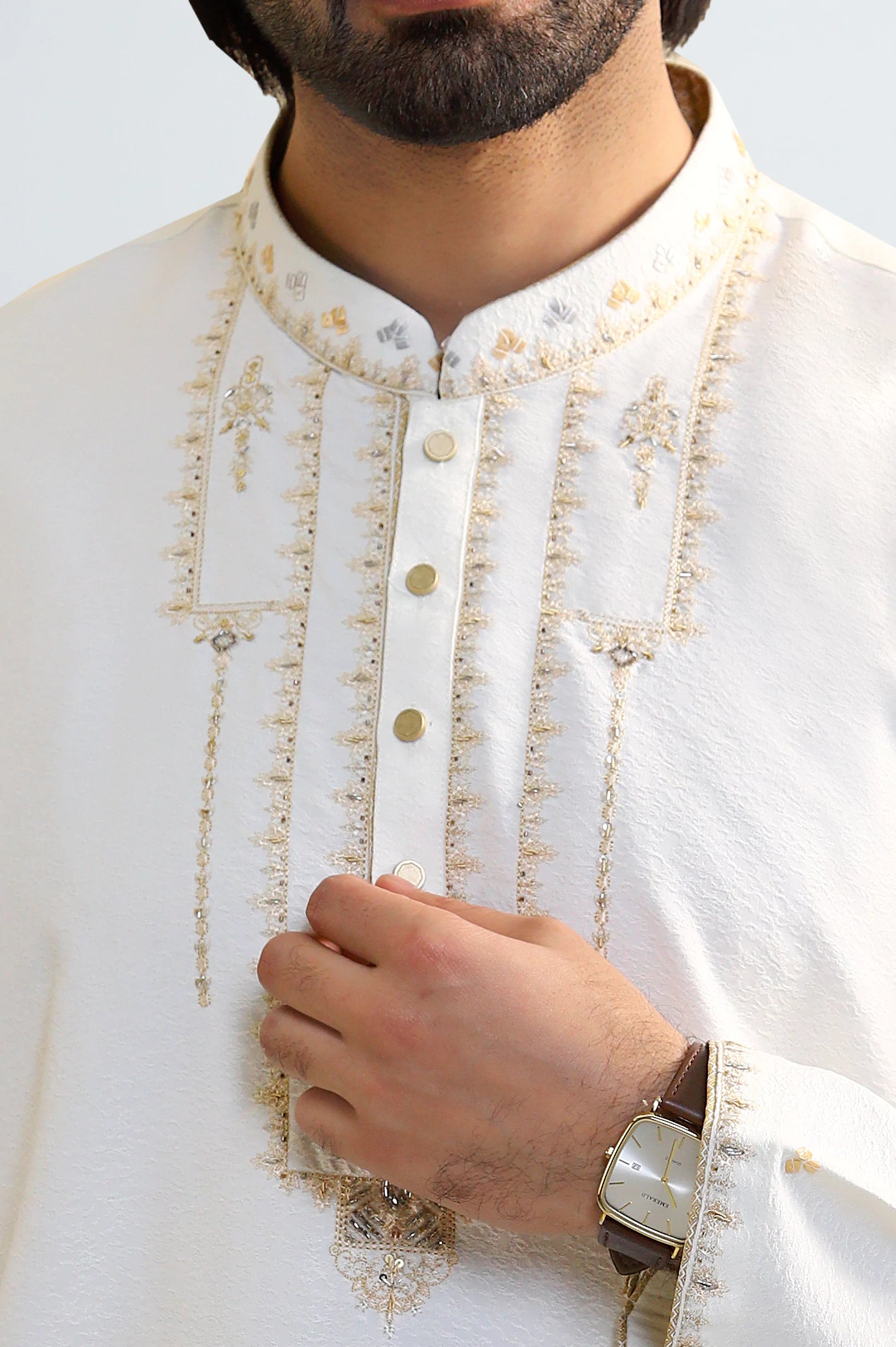 Off White Wash & Wear Kurta Pajama - Image 3