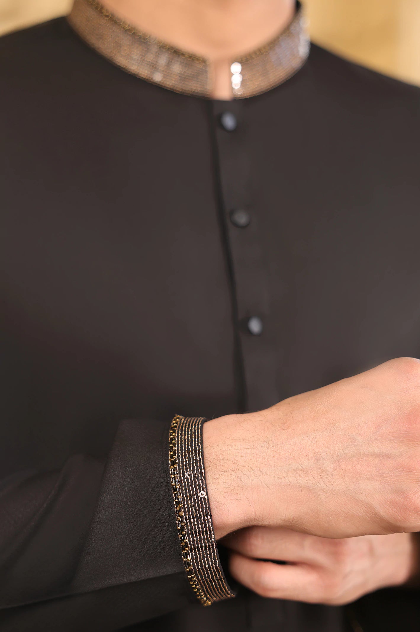 Black Wash & Wear Kurta Pajama - Image 3