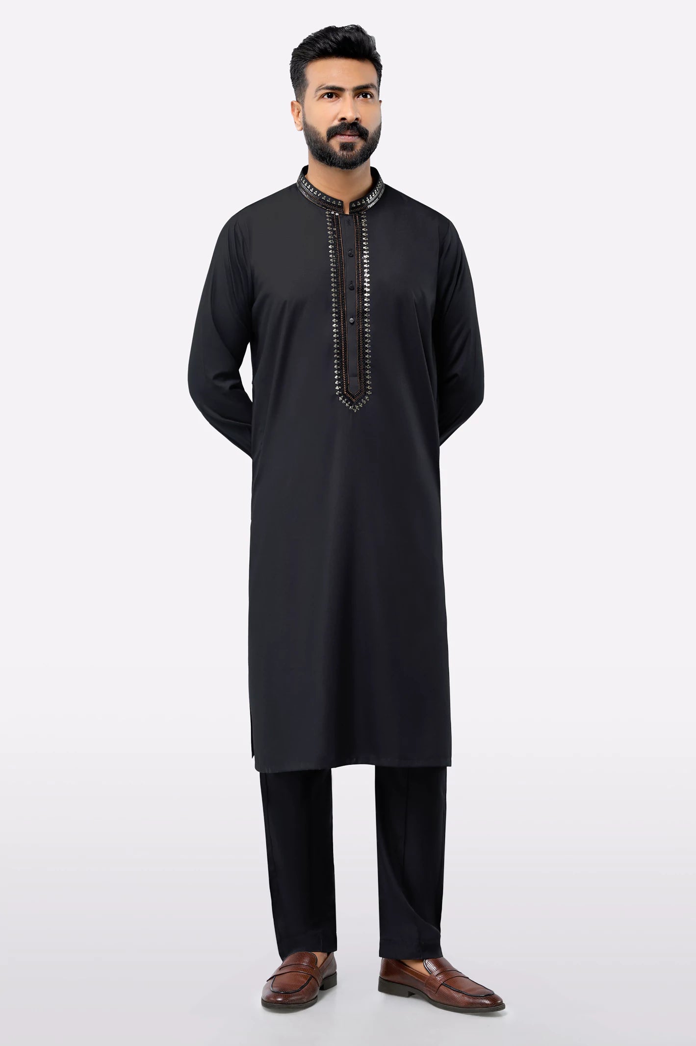 Black Wash & Wear Shalwar Kameez - Image 2