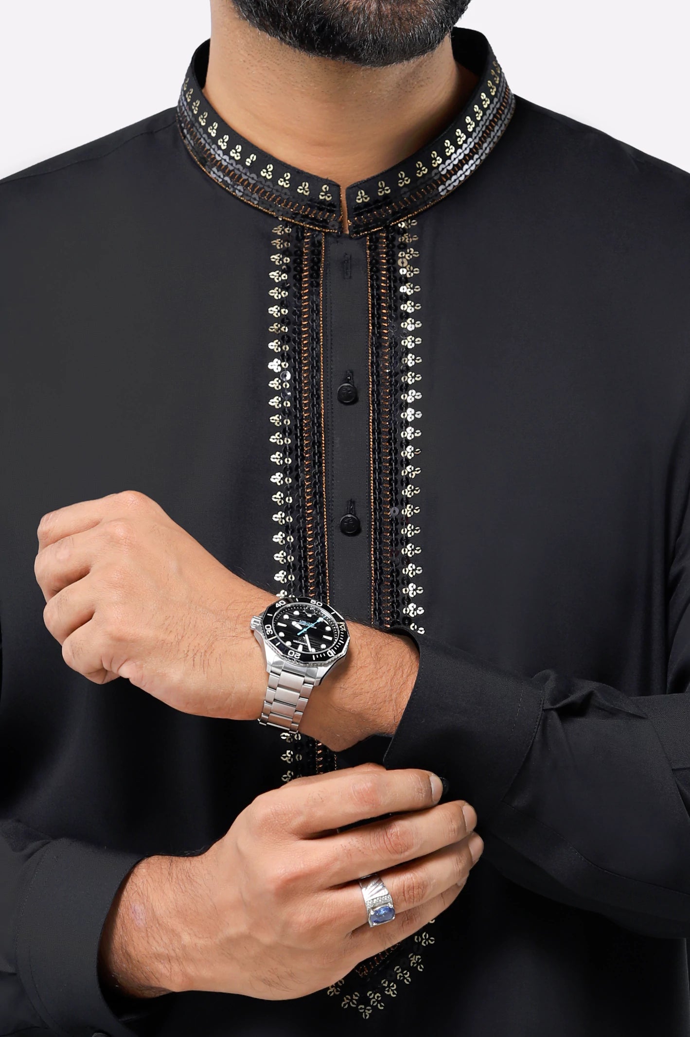 Black Wash & Wear Shalwar Kameez - Image 3