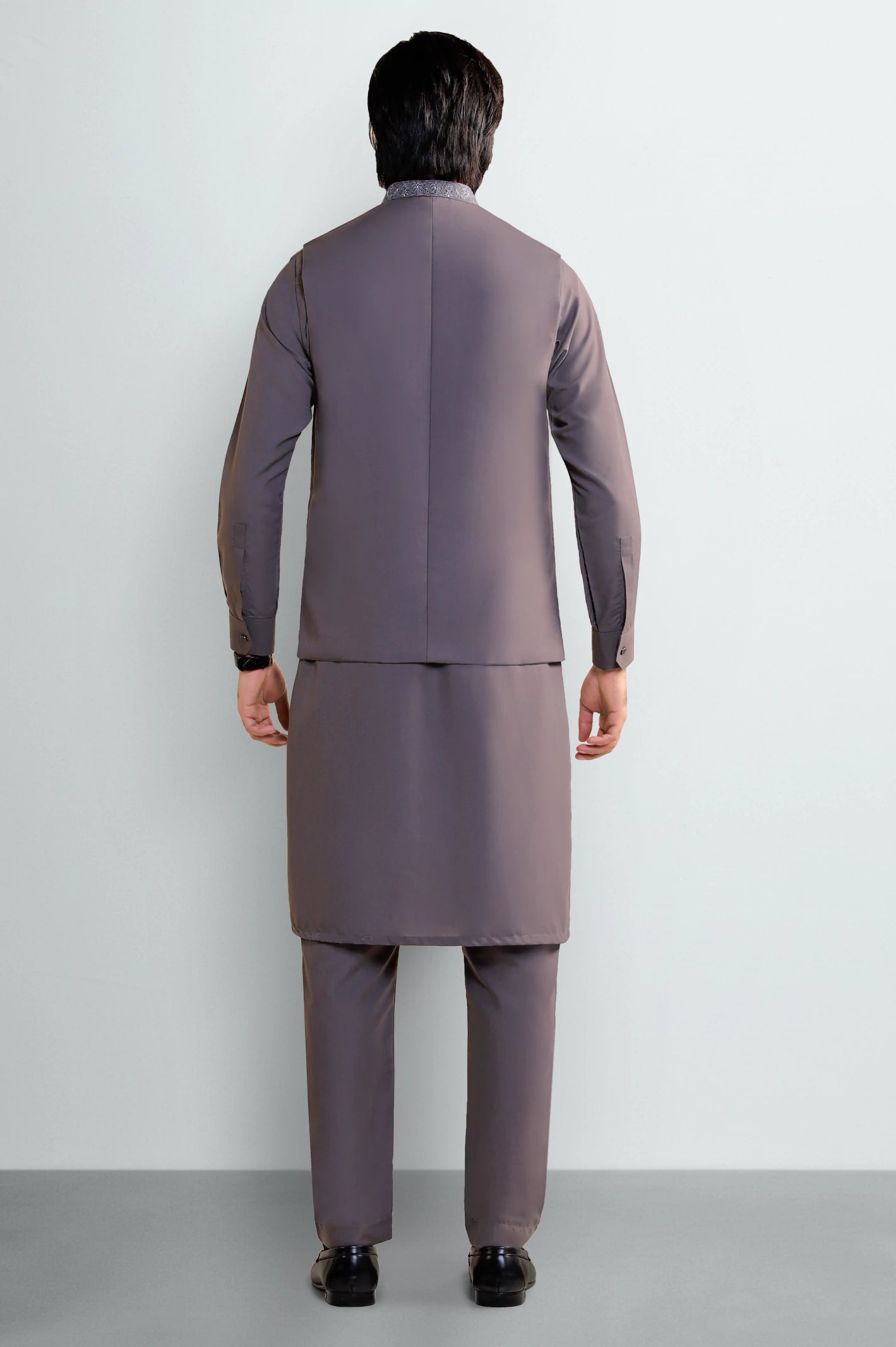 Grey Kurta Pajama with Waistcoat - Image 4