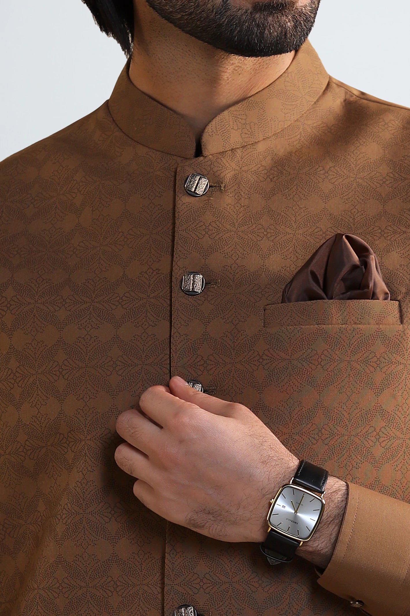 Light Brown Shalwar Kameez With Waistcoat - Image 3