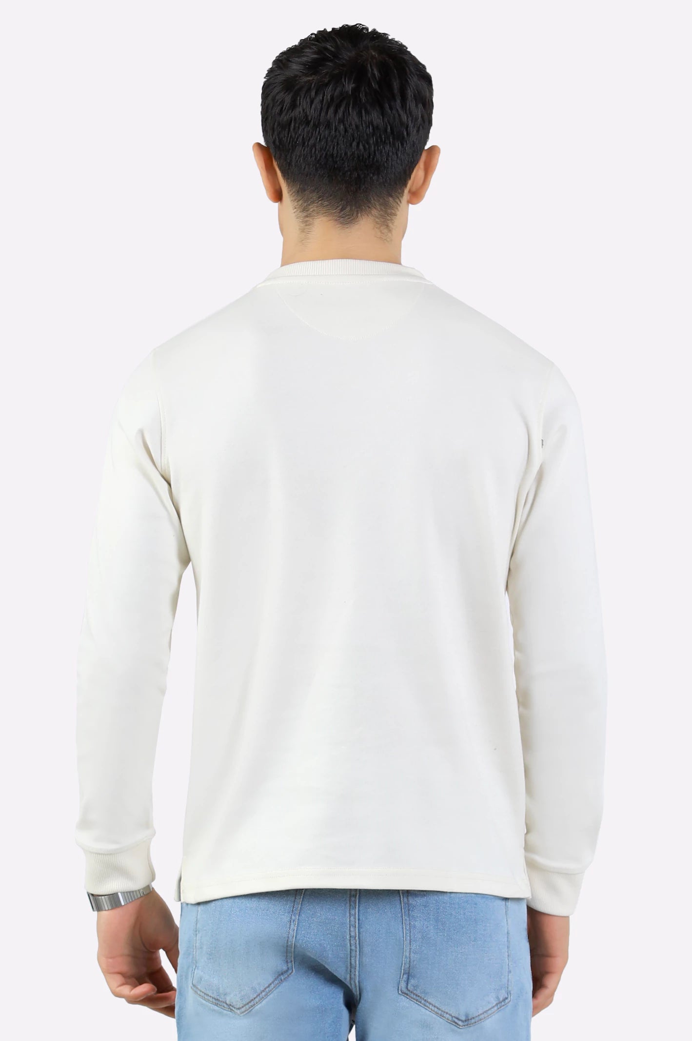 Off White Knitted Henley Shirt - Image 3