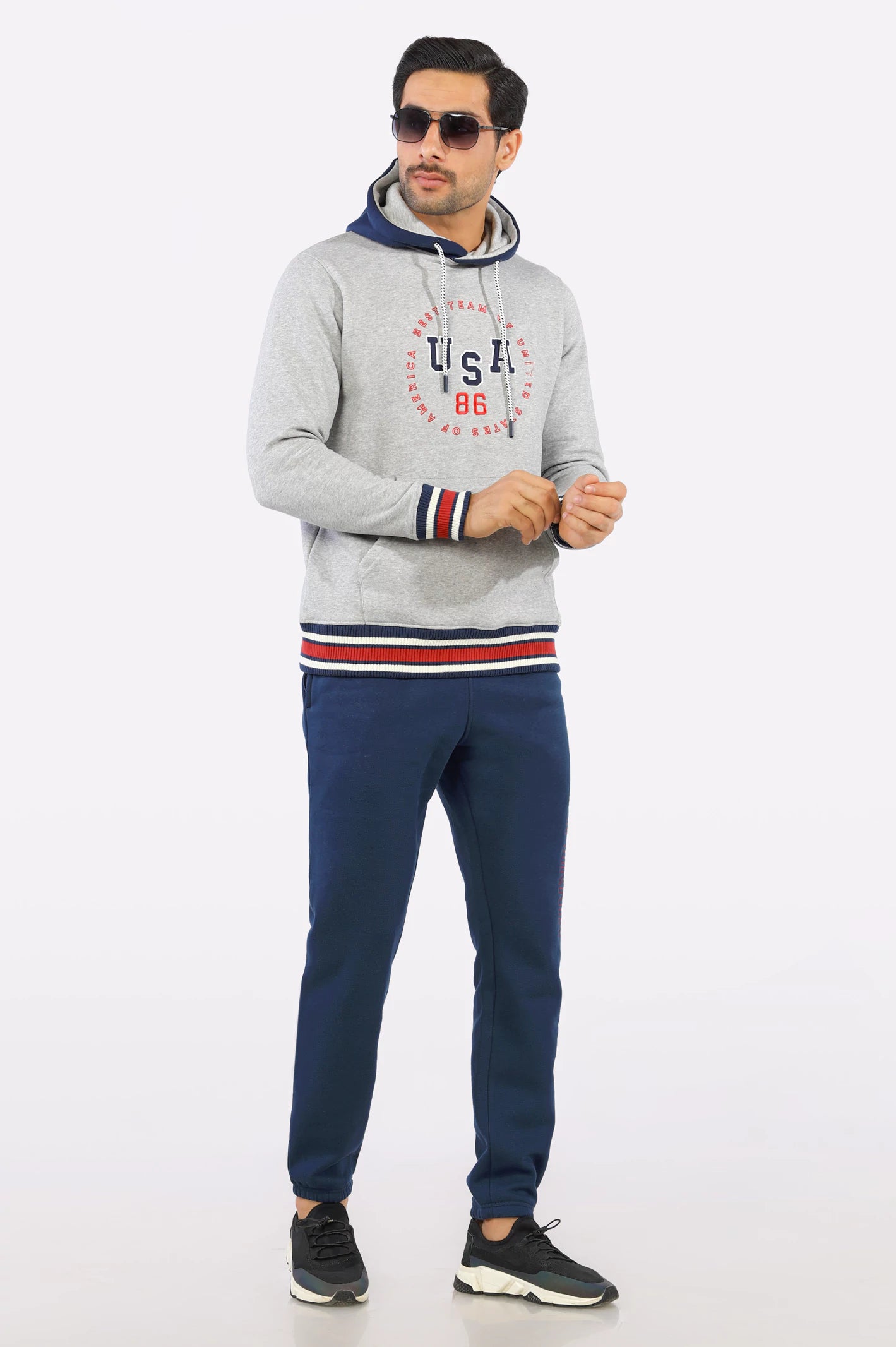 Heather Grey Embroidered Pullover Hoodie - Image 2
