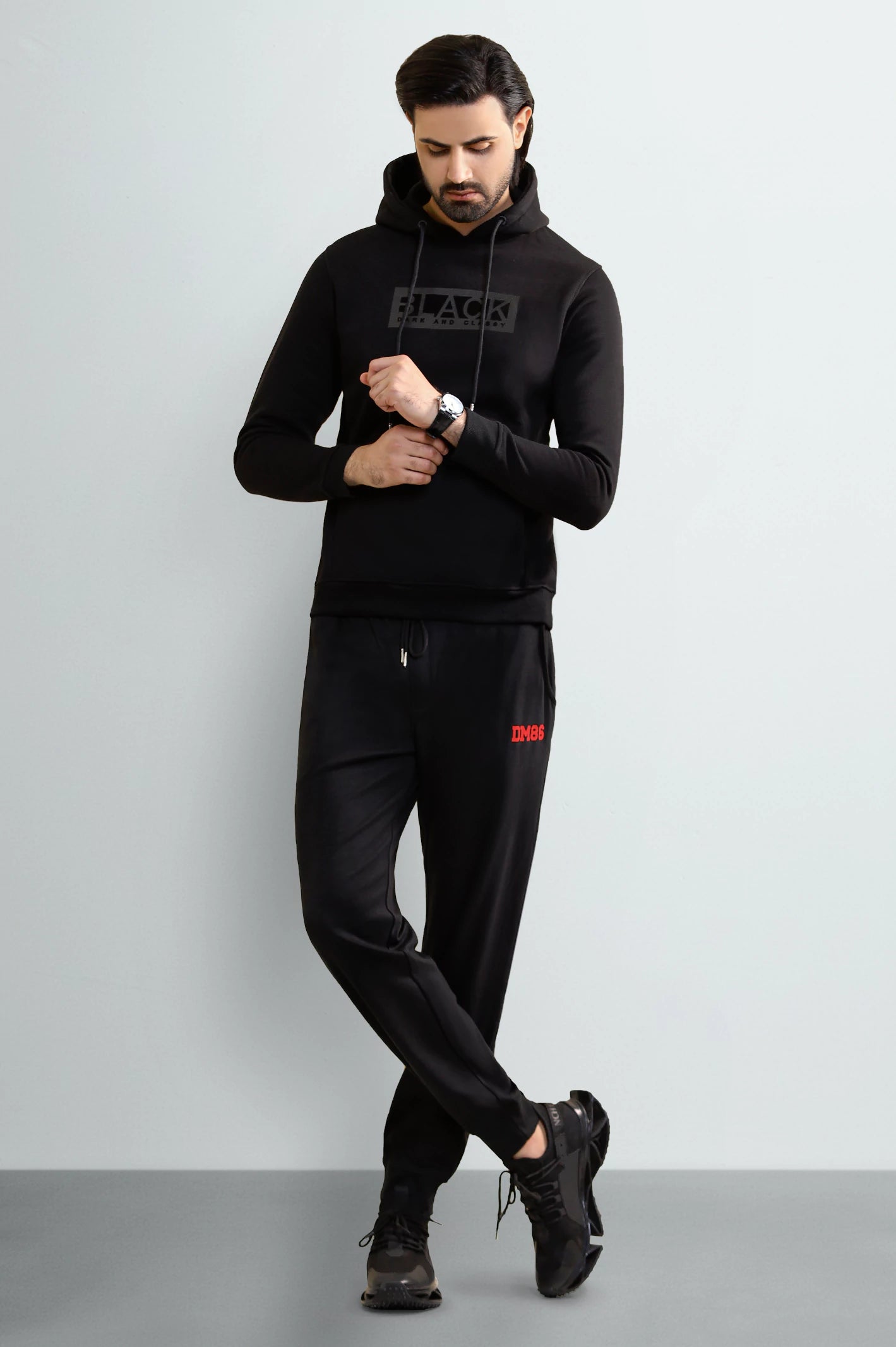 Black Embossed Graphic Hoodie - Image 2