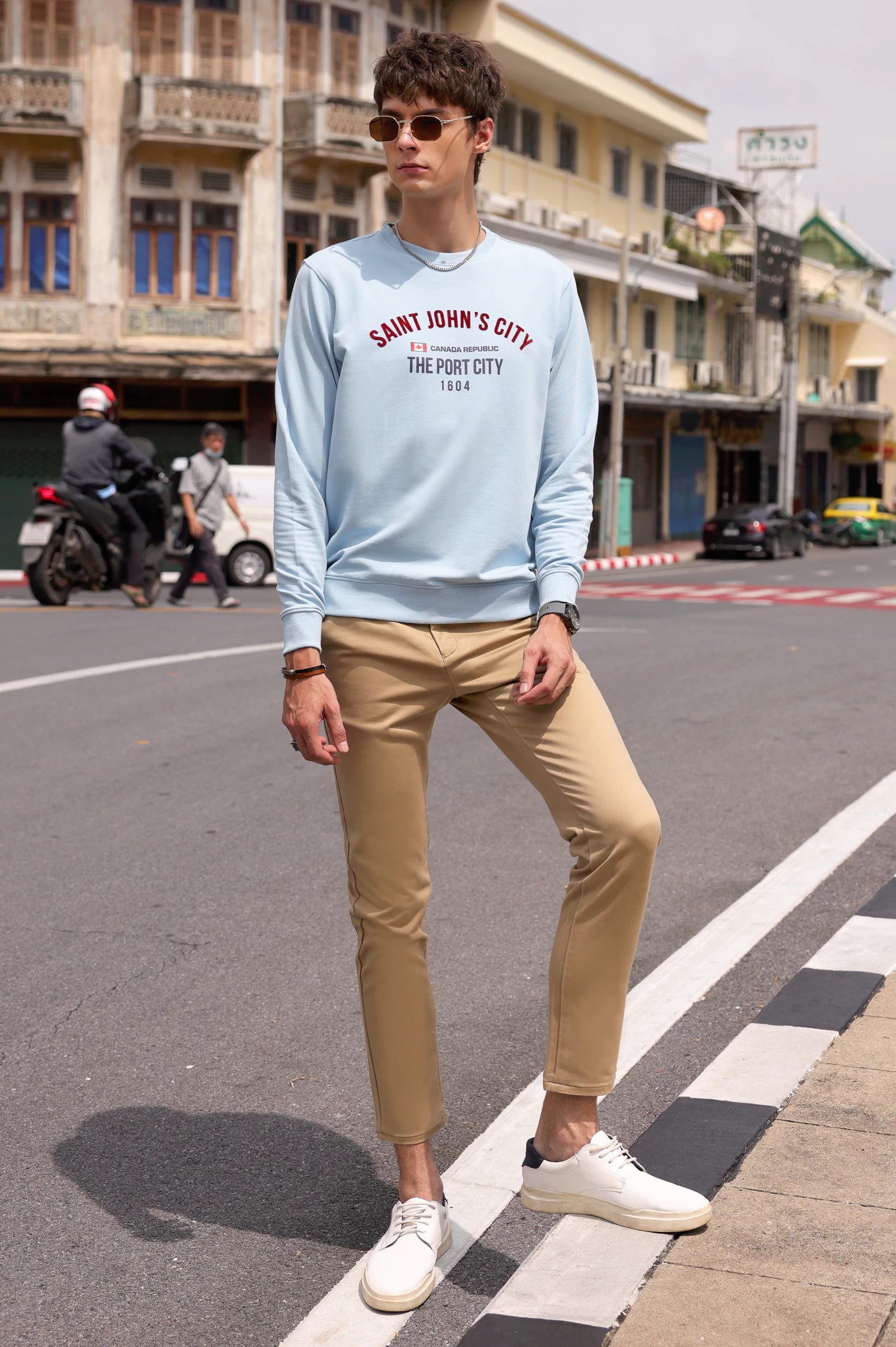 Ice Blue Statement Printed Sweatshirt - Image 2