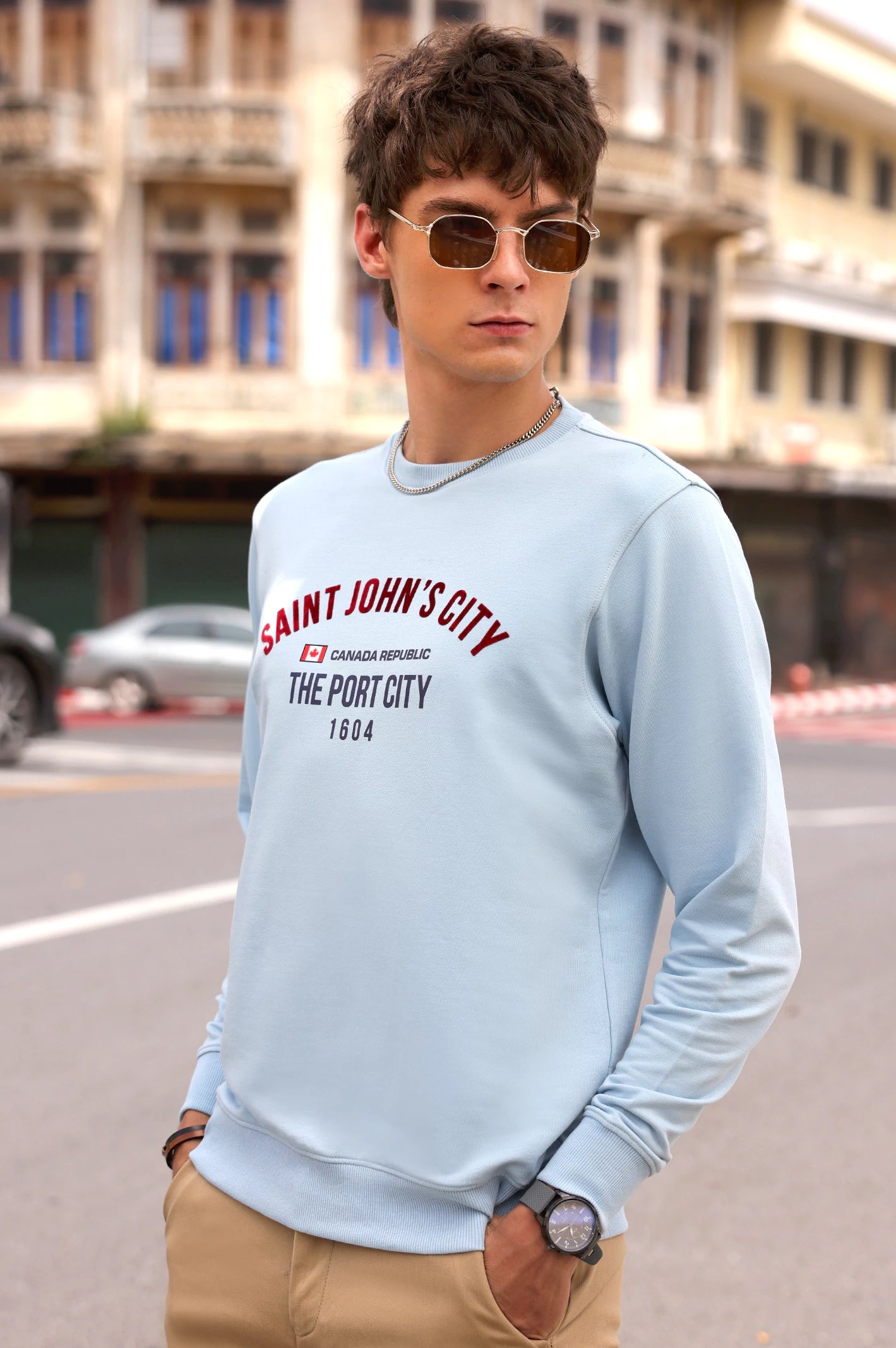Ice Blue Statement Printed Sweatshirt - Image 3