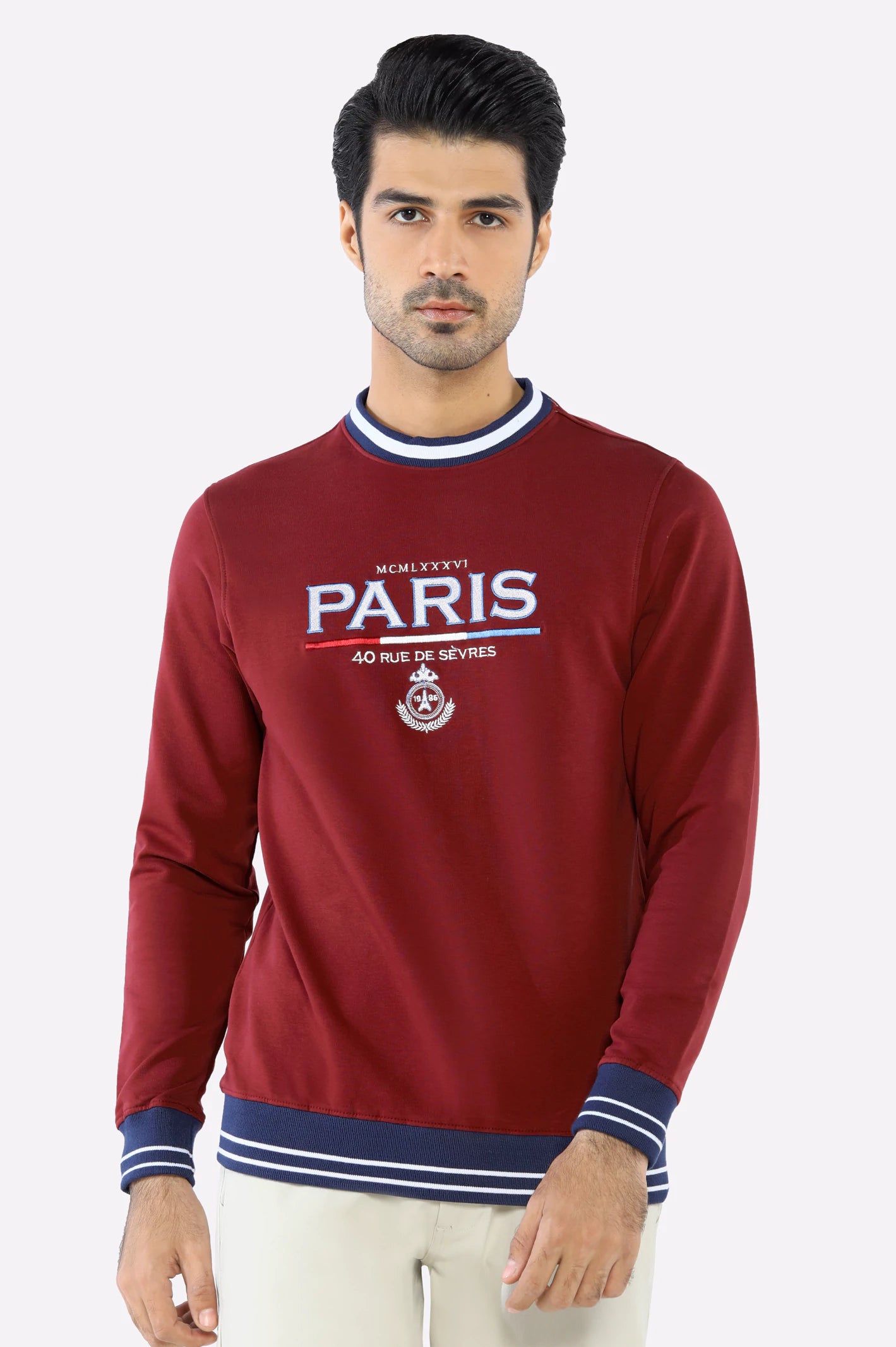 Burgundy Embroidered Sweatshirt