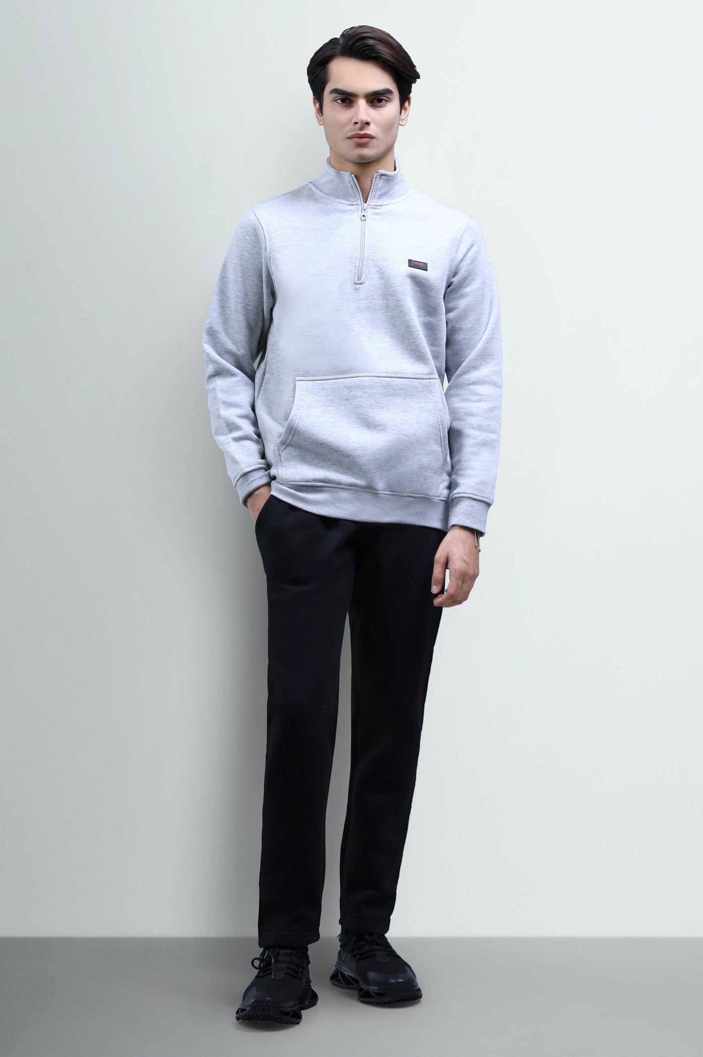Heather Grey Quarter Zip Sweatshirt - Image 2