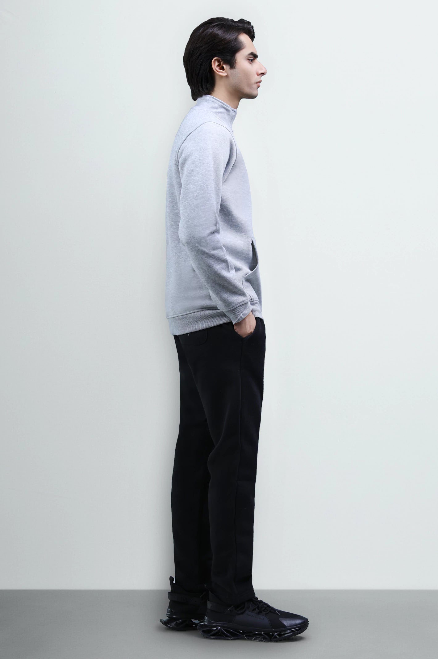 Heather Grey Quarter Zip Sweatshirt - Image 4
