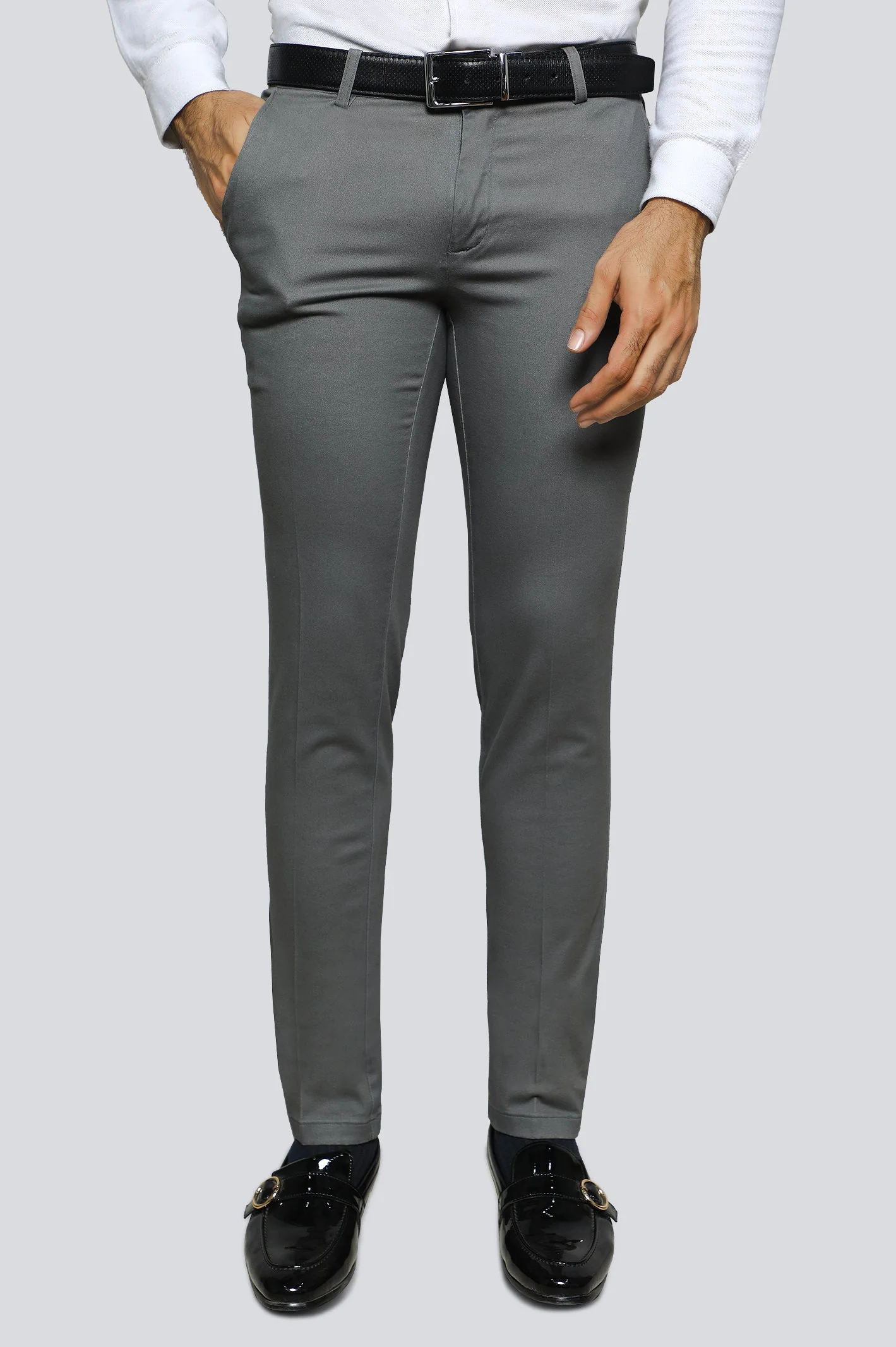 Grey Cotton Smart Fit Trouser