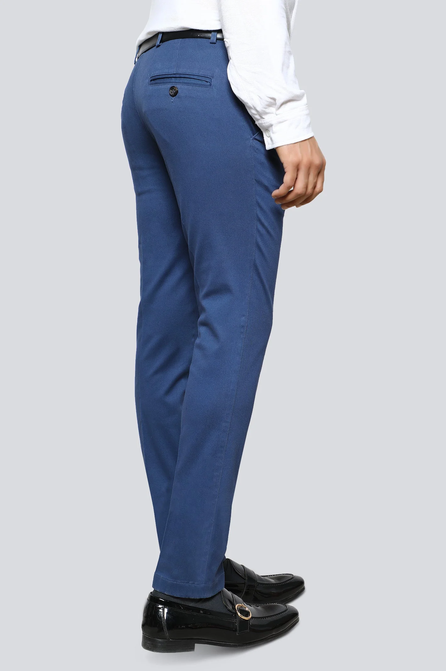 Teal Cotton Smart Fit Trouser - Image 2